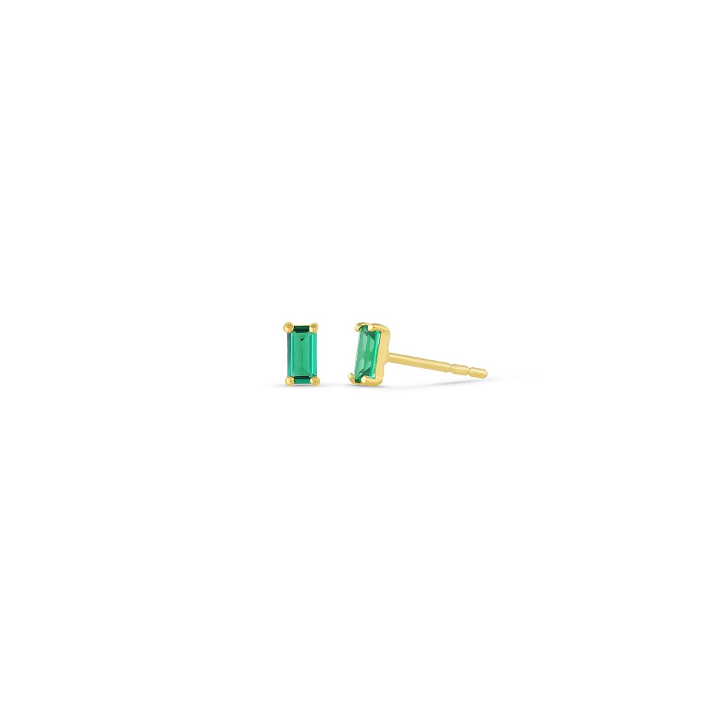 Pia 14k Solid White Gold Emerald Earrings