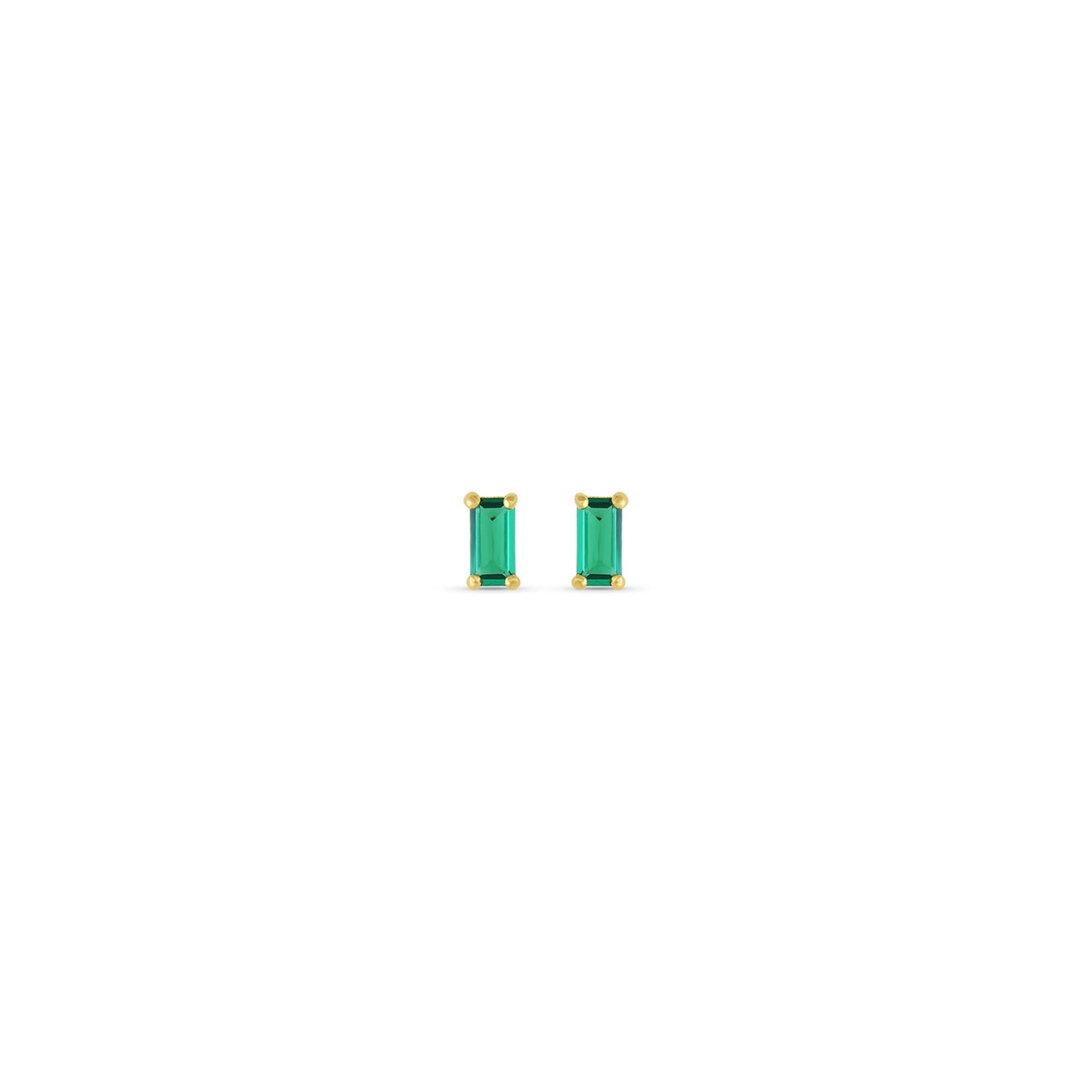 Pia 14k Solid White Gold Emerald Earrings
