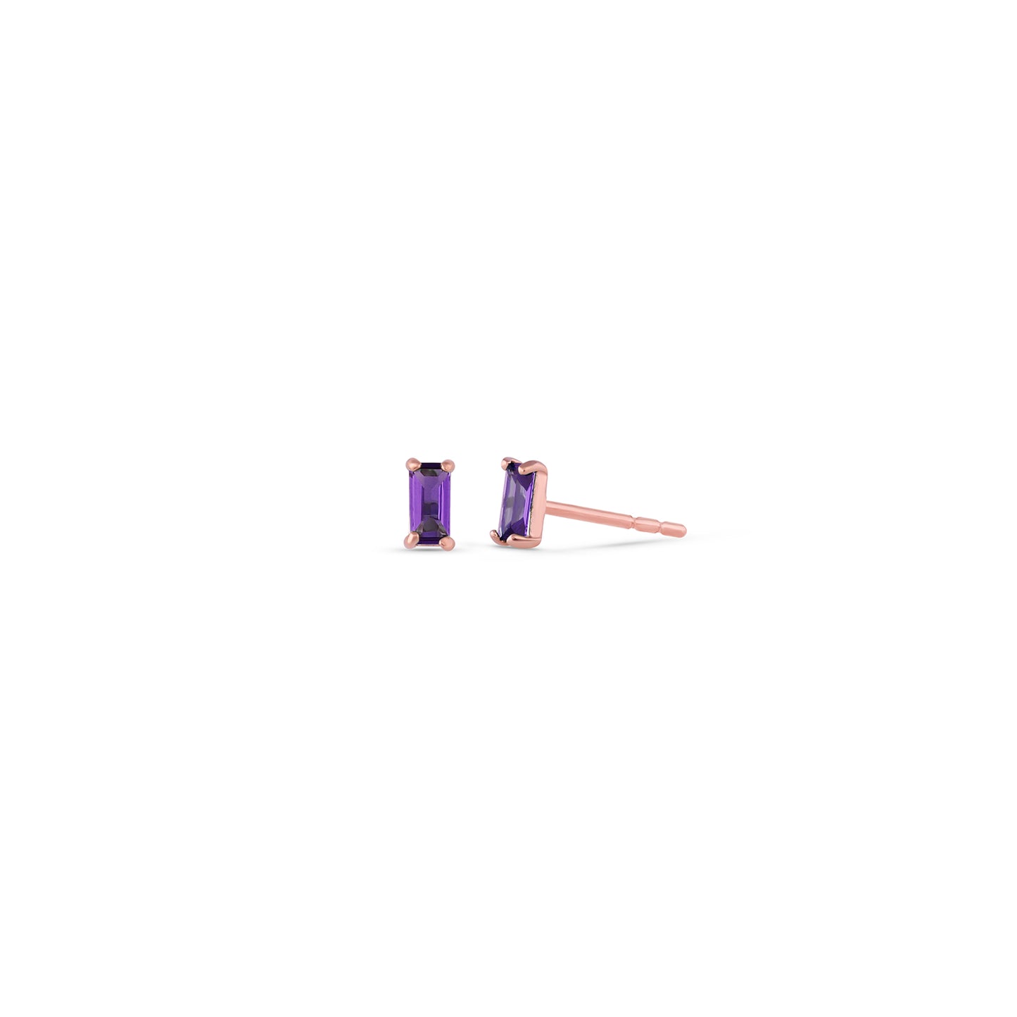 Pia 14k Solid Rose Gold Amethyst Earrings