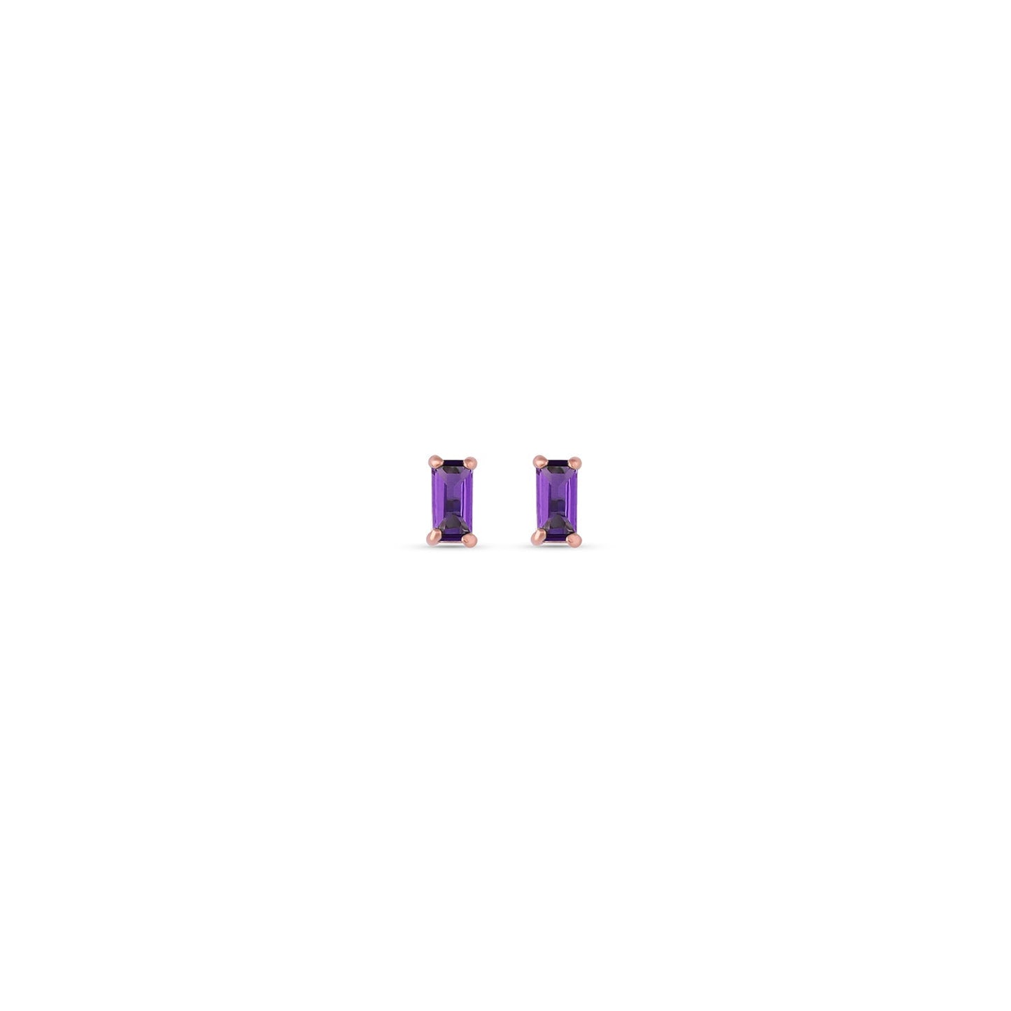 Pia 14k Solid Rose Gold Amethyst Earrings