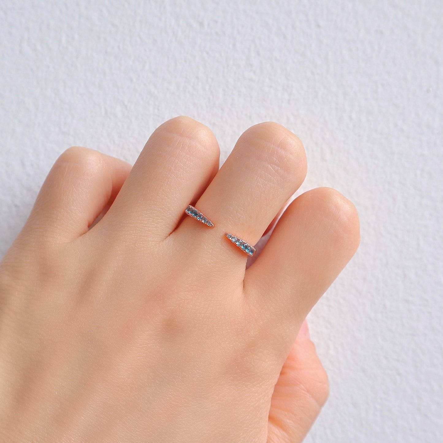 Esi Open London Blue Topaz Stacking Band Rose Gold