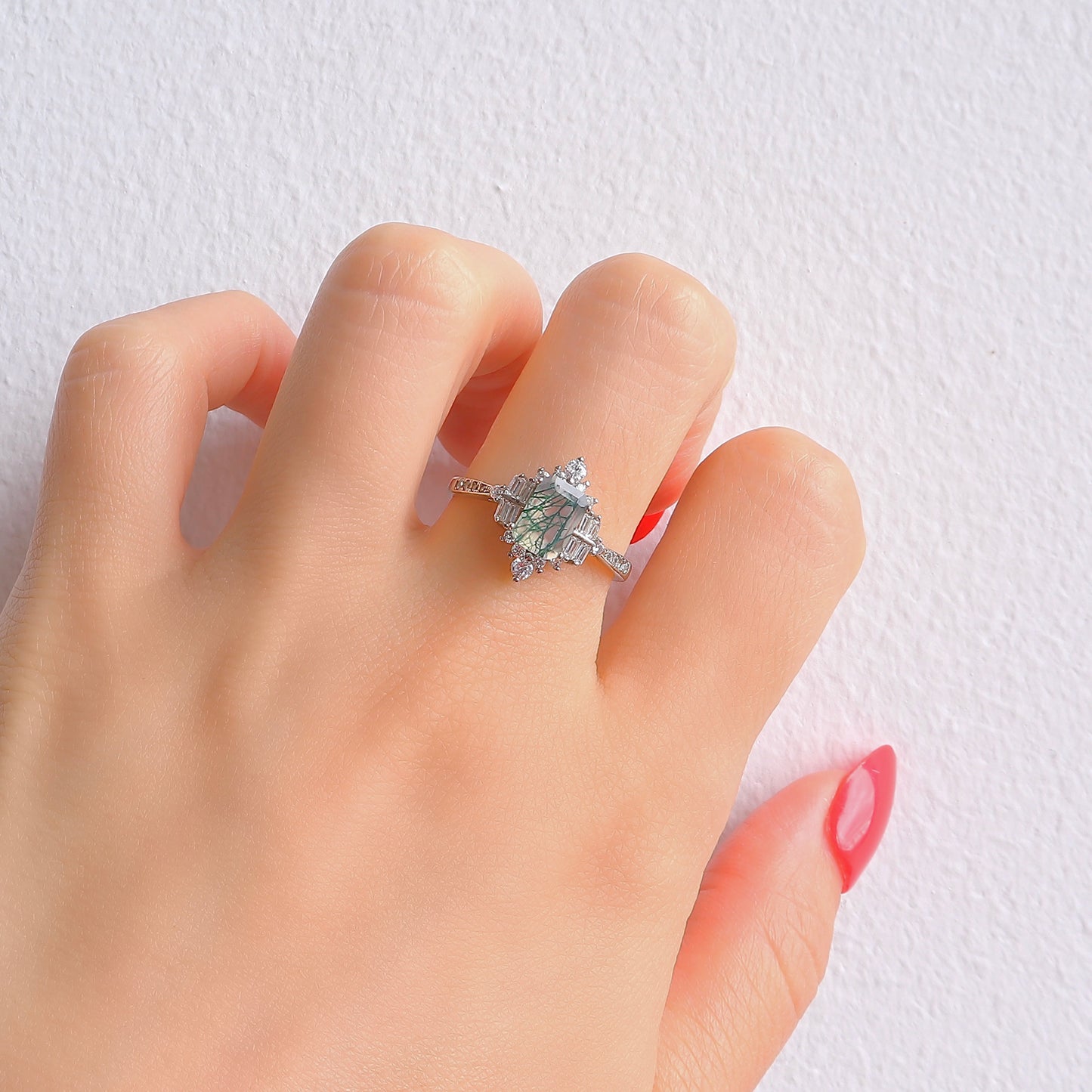 Sea Green Moss Agate Ring