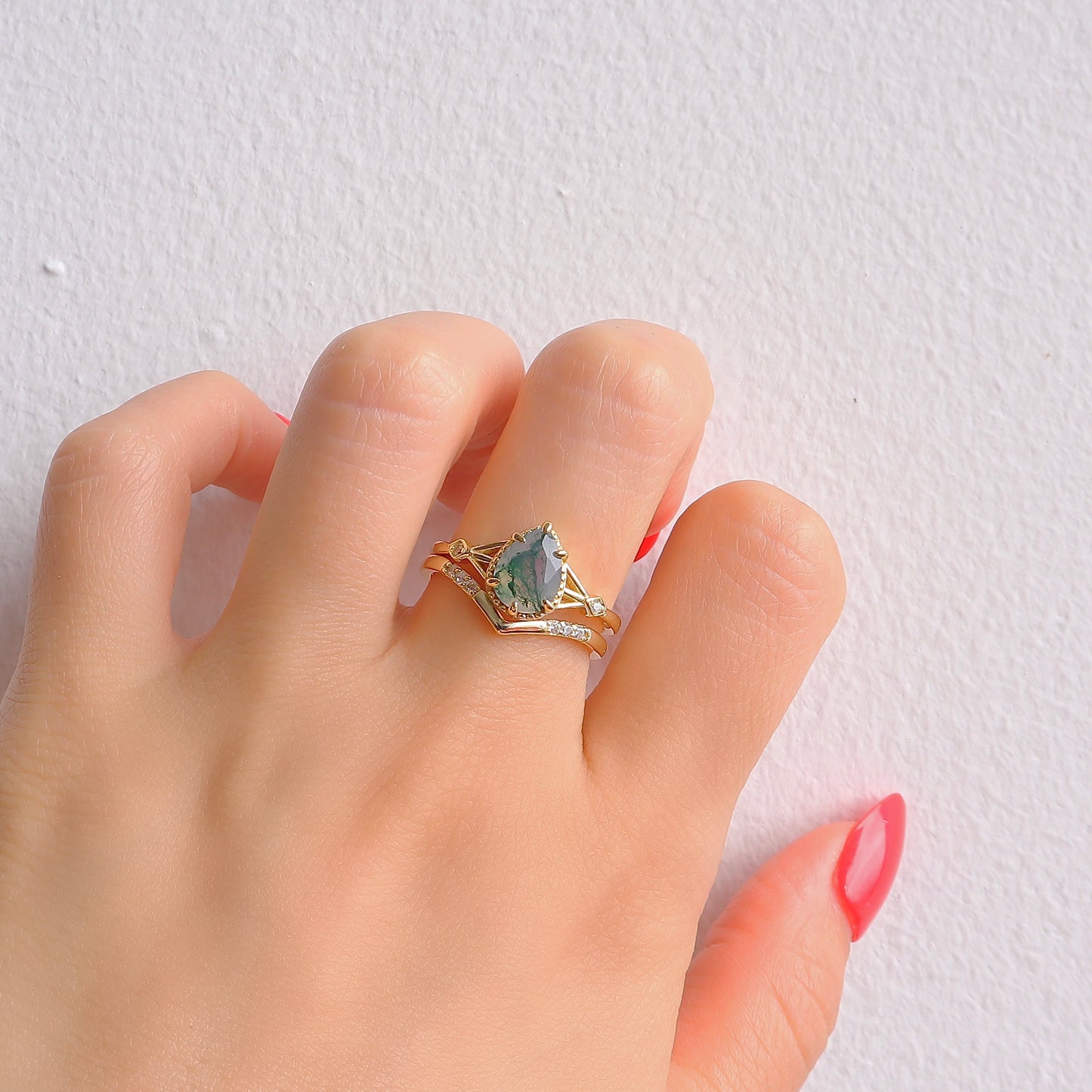 Emily Moss Agate Quartz Ring Set