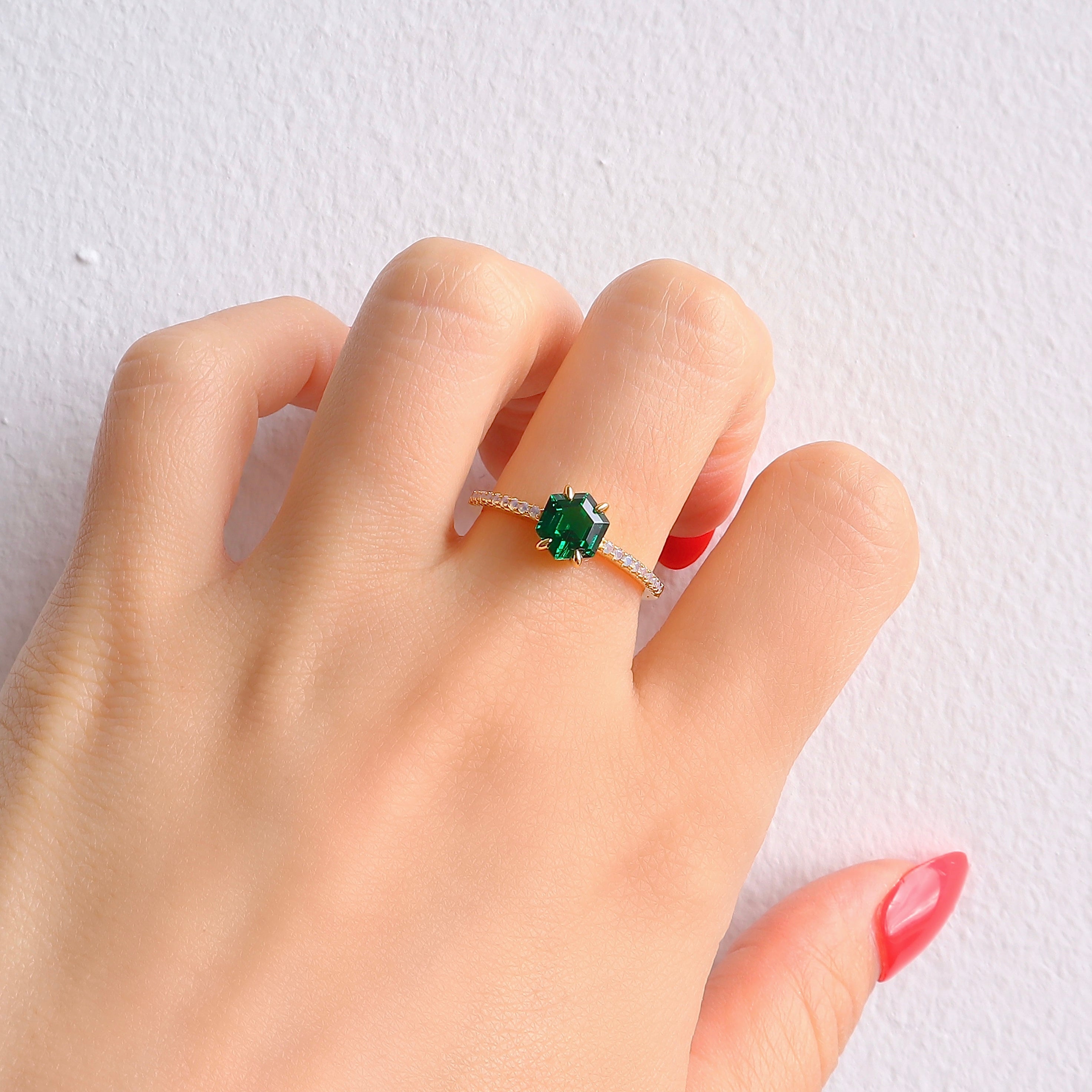 Emma Emerald & Opal Ring with sterling silver band