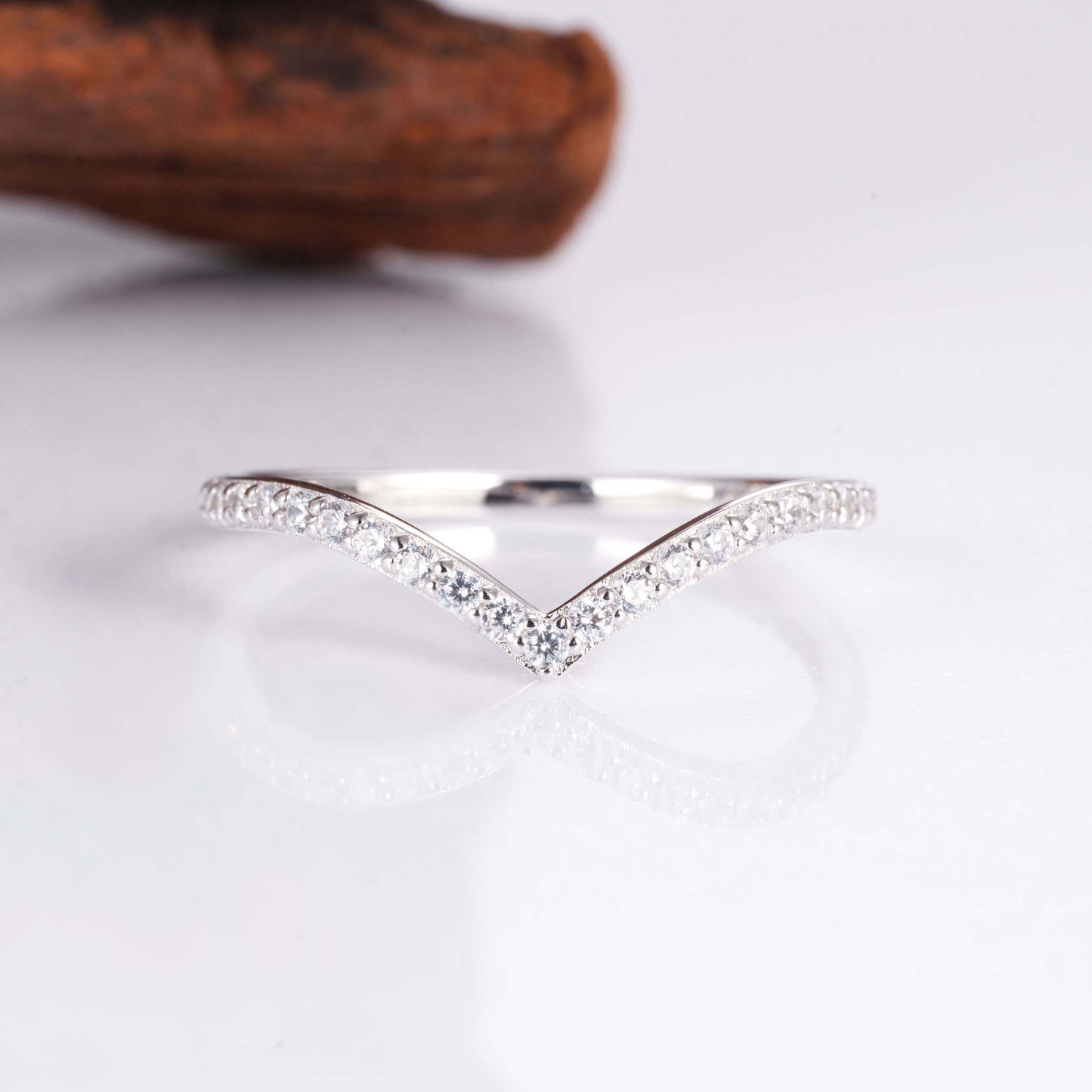 Jenna Curved Gemstone Stacking Band Rose Gold
