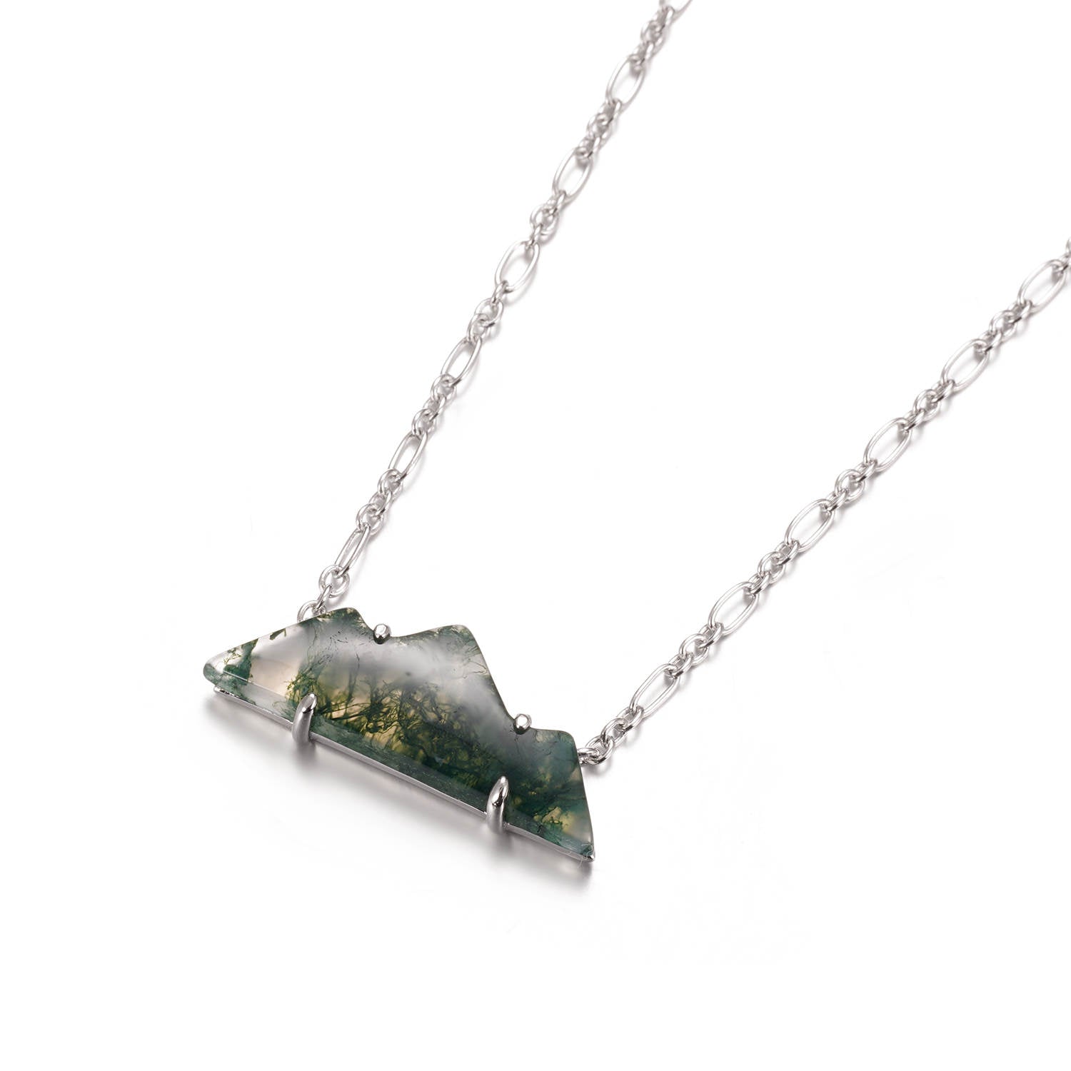 Clara Mountain Moss Agate Necklace Gold