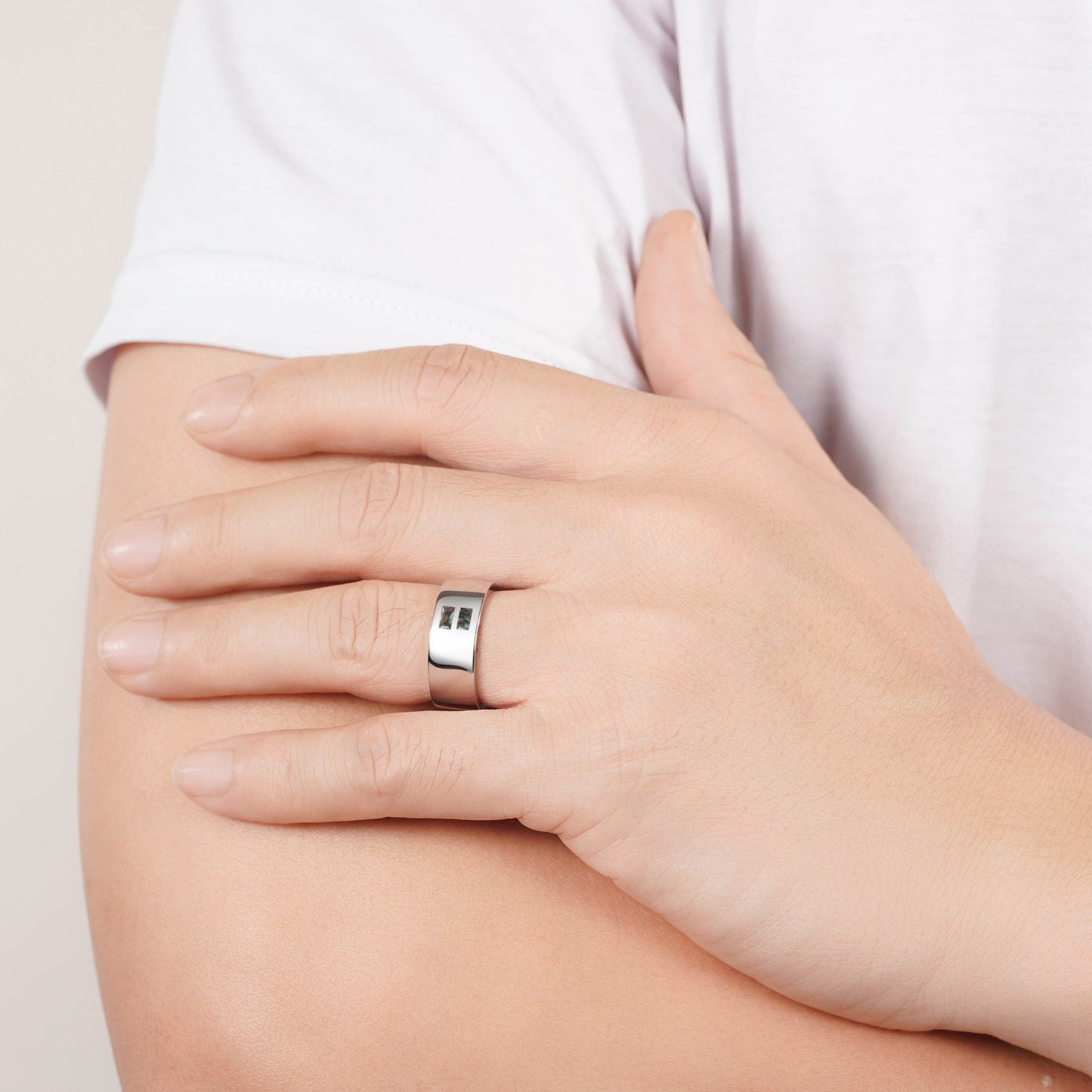 David Green Moss Agate ring with rose gold band