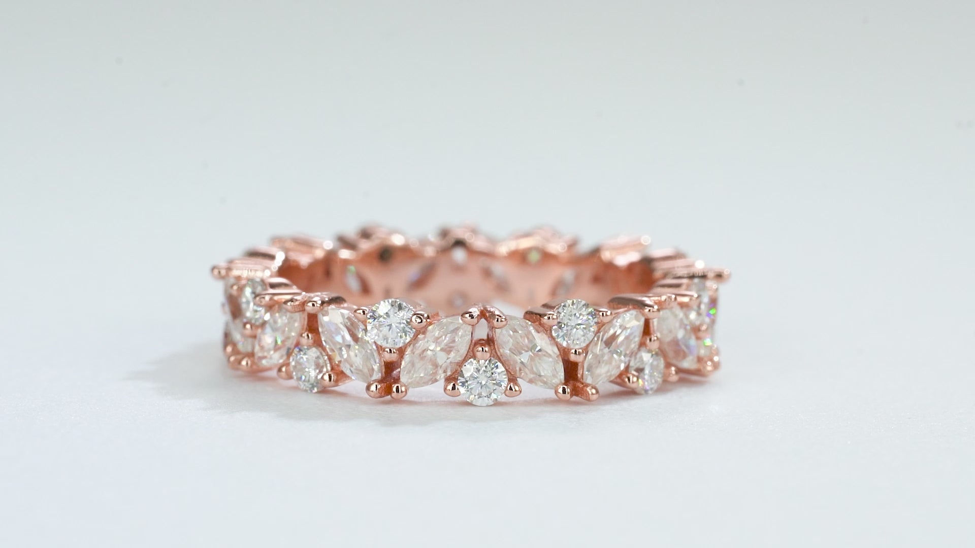 Abi Gemstone Marquise and Round Wedding Band Gold