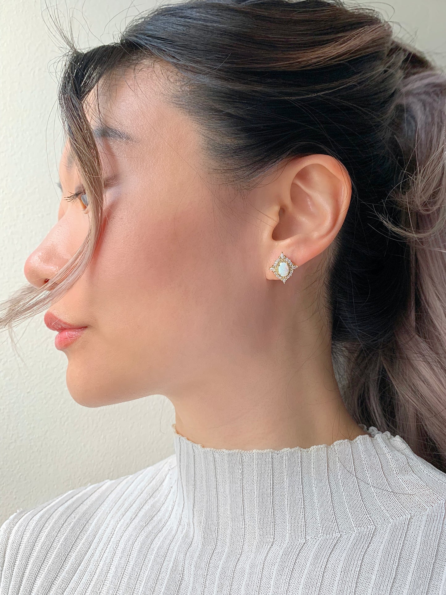 Mia Opal Earrings Rose Gold
