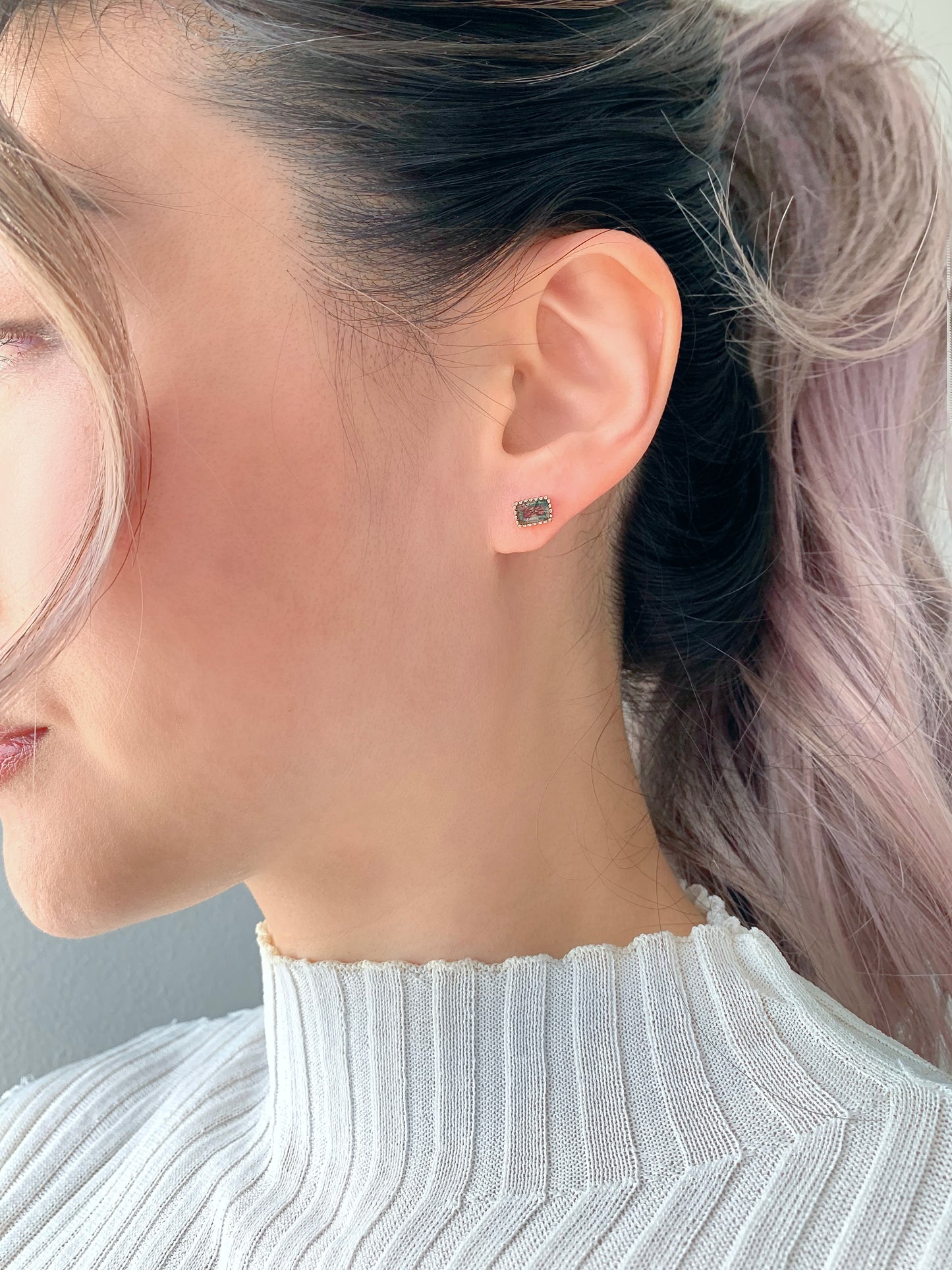 Nya Moss Agate Earrings