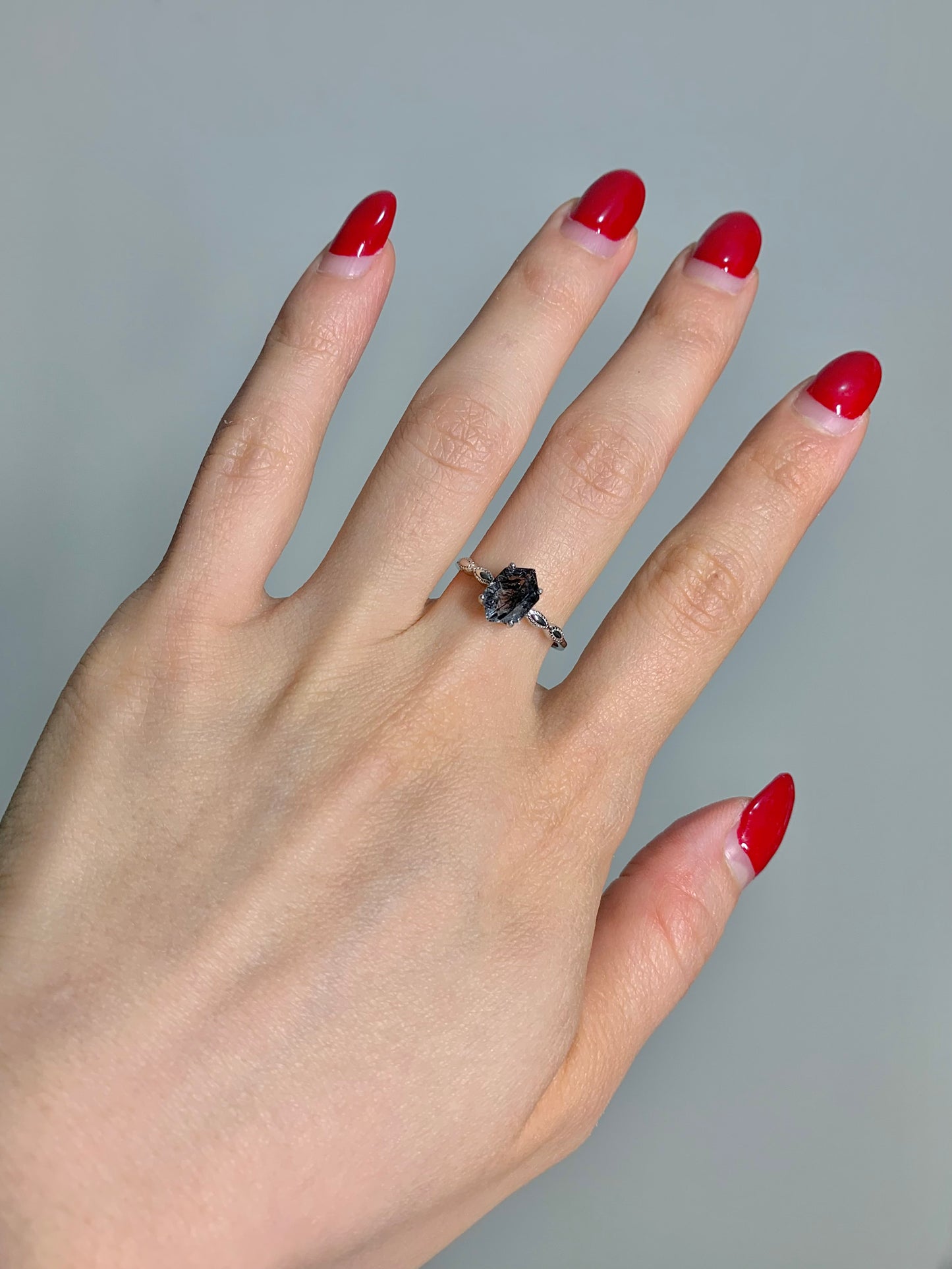 Iza Black Rutilated Quartz Ring