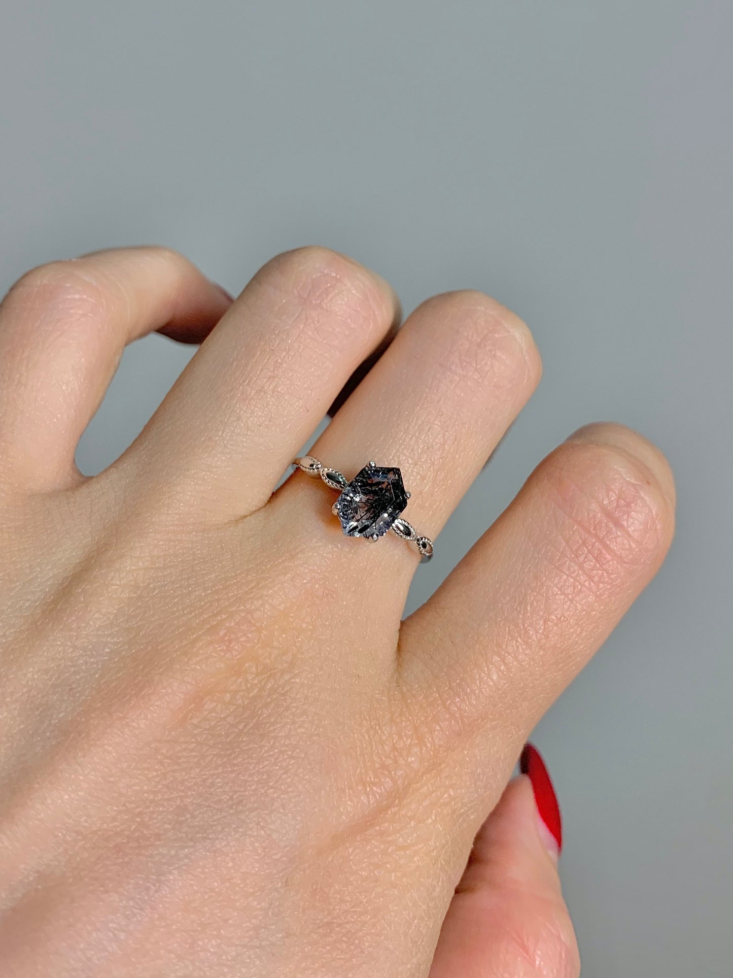 Iza Black Rutilated Quartz Ring