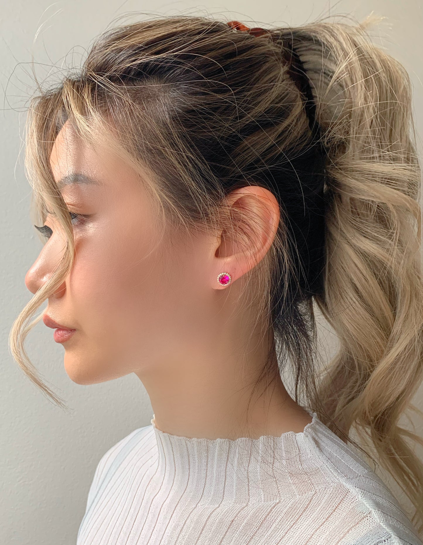 Jia Ruby Earrings Rose Gold