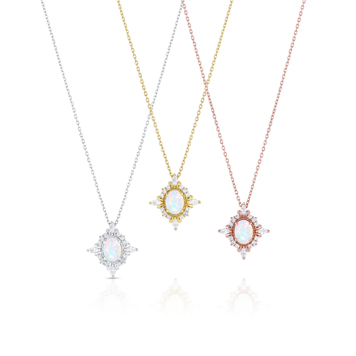 Mia Opal Necklace Gold with fire opal pendant and crystals