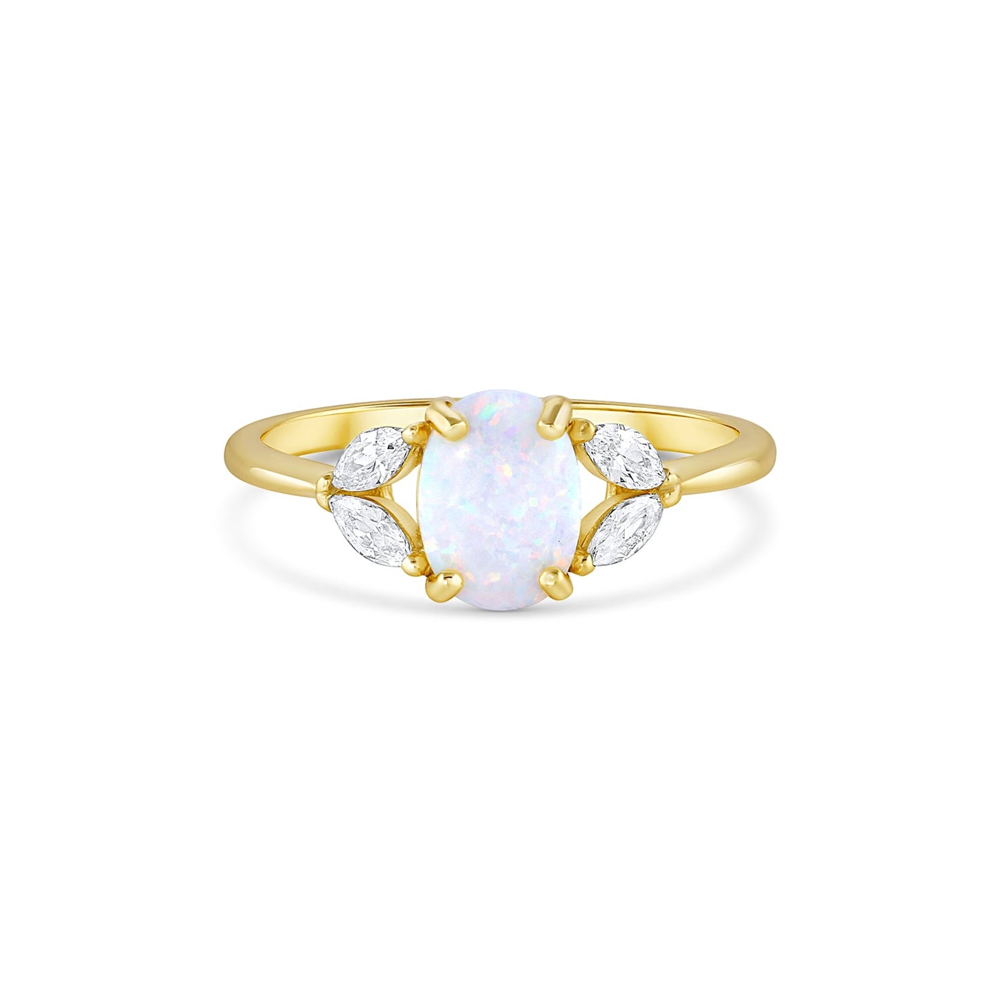 Ora Opal Ring Gold with 0.75-carat opal & CZ crystal accents