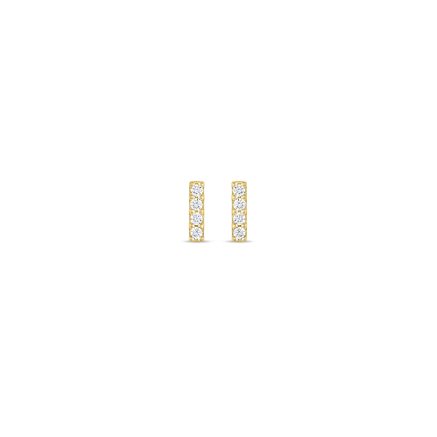 14k Solid Gold Crystal Stick Earrings