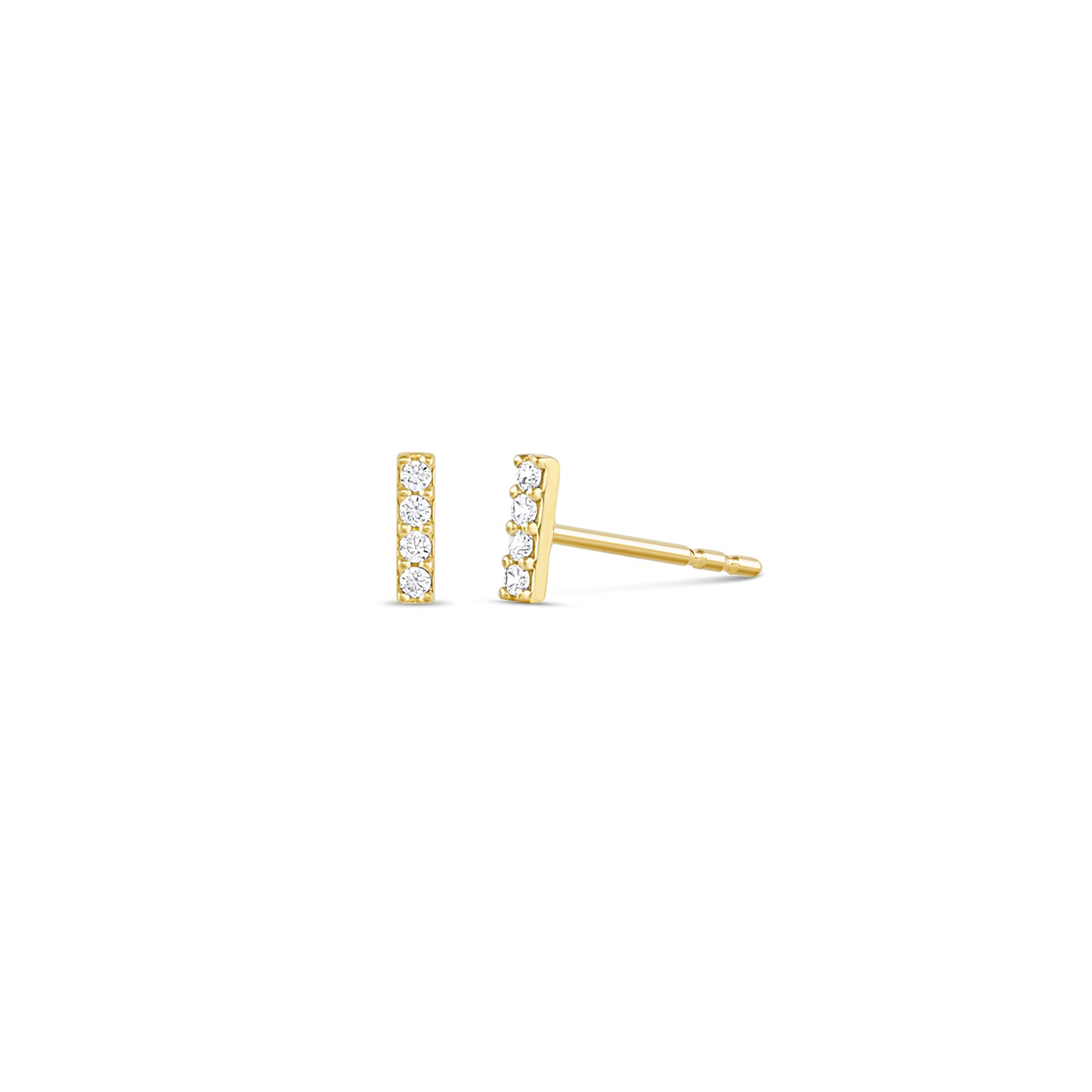 14k Solid Gold Crystal Stick Earrings