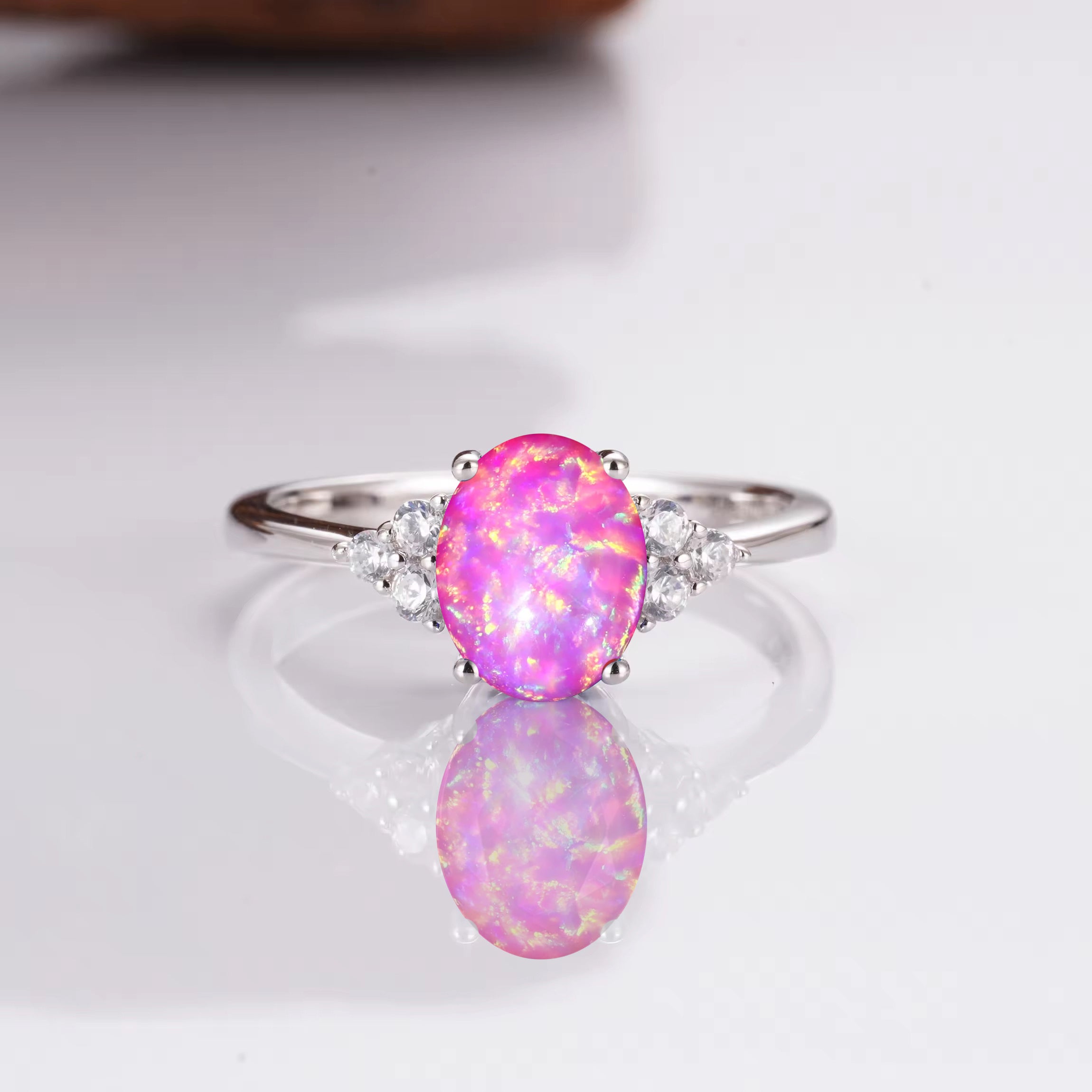 Tya Neon Pink Fire Opal Ring