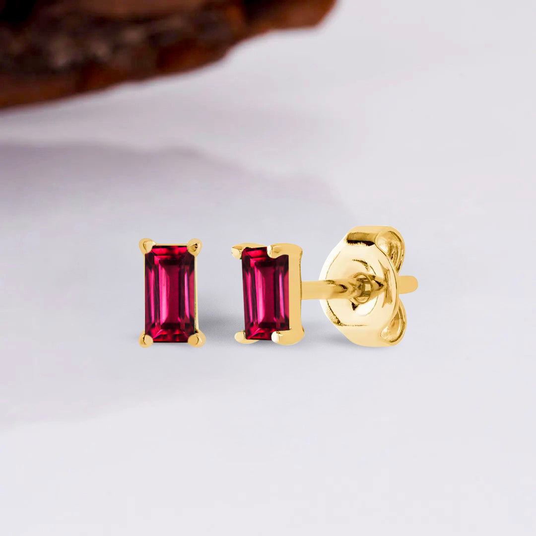 Pia 14k Solid Rose Gold Ruby Earrings