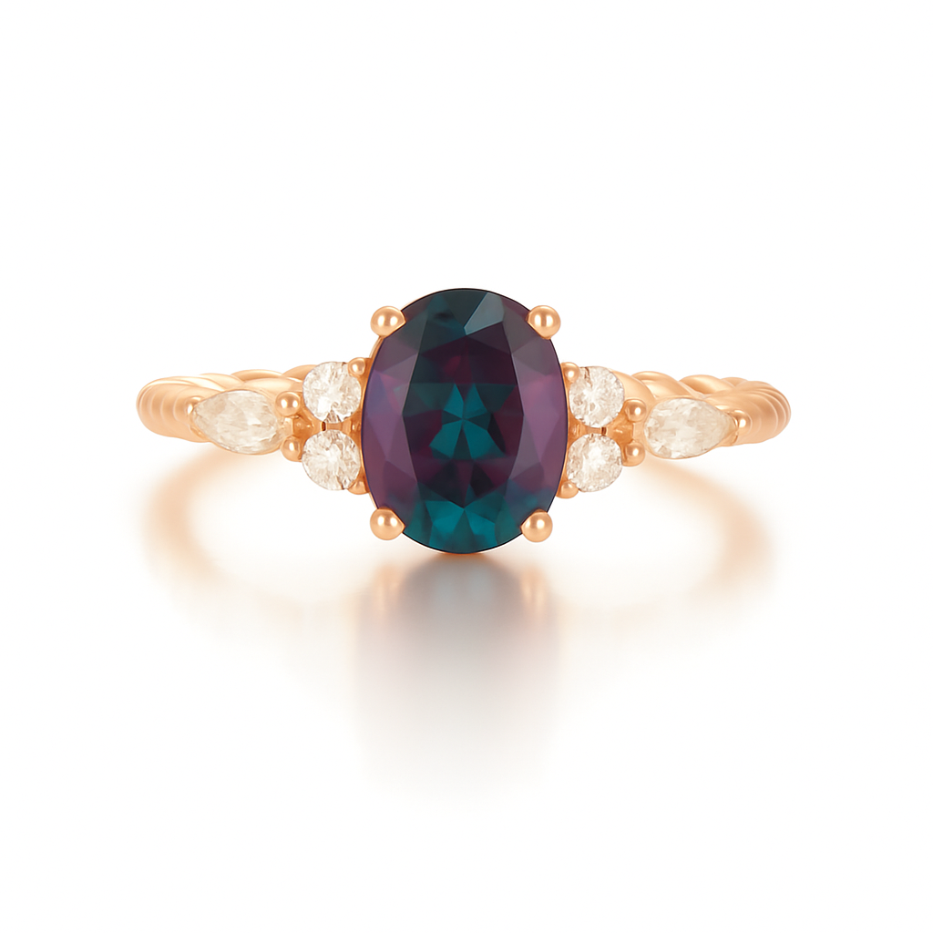 Fig Alexandrite Ring Rose Gold
