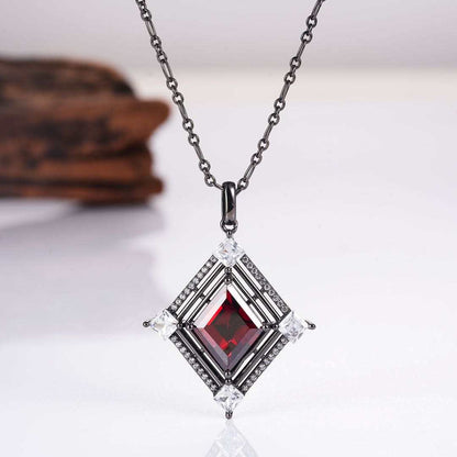 Fria Garnet and Black Gold Necklace