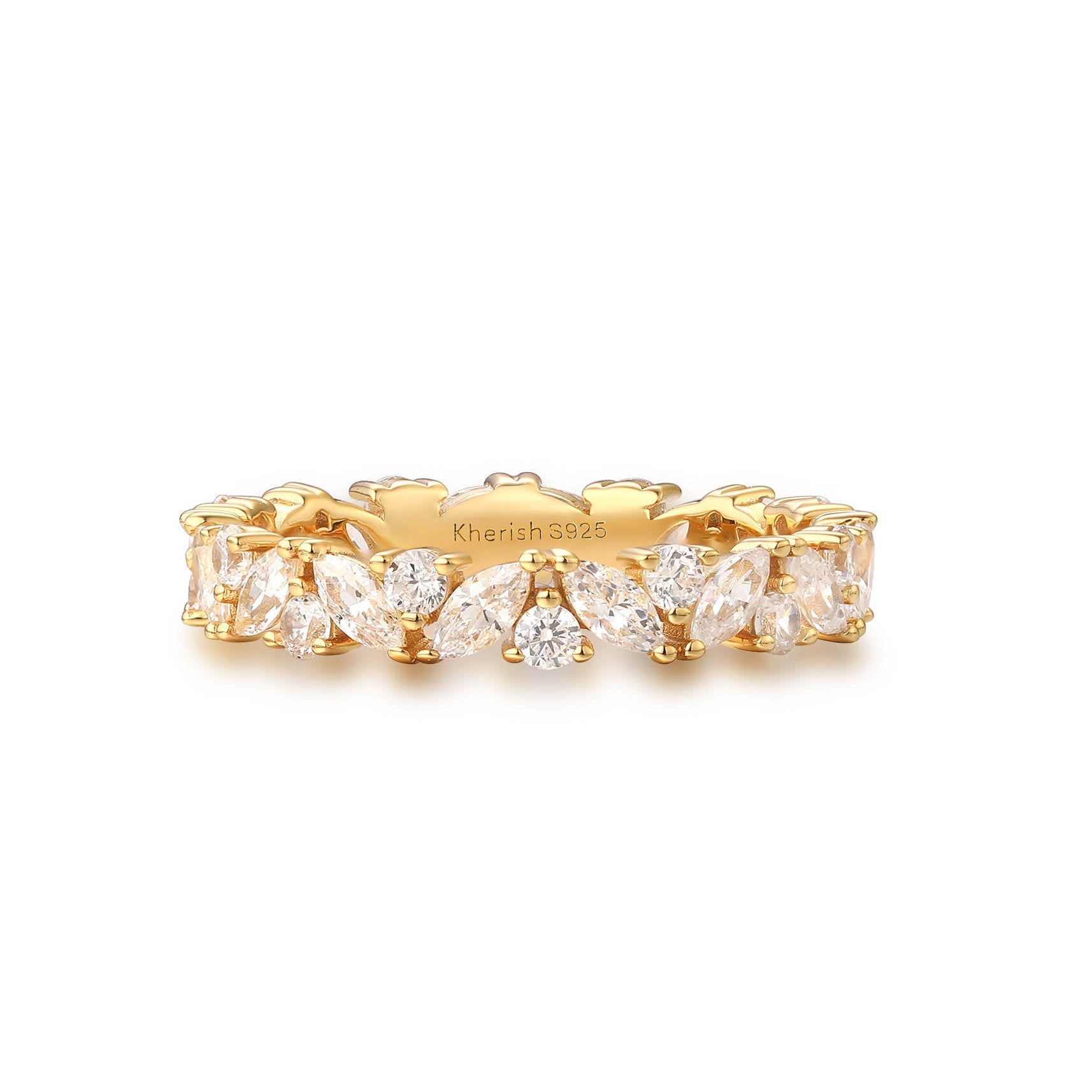 Abi Gemstone Marquise and Round Wedding Band Gold