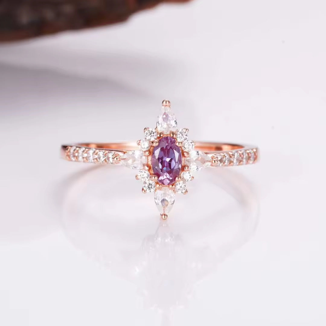 Zoe Alexandrite Ring Rose Gold