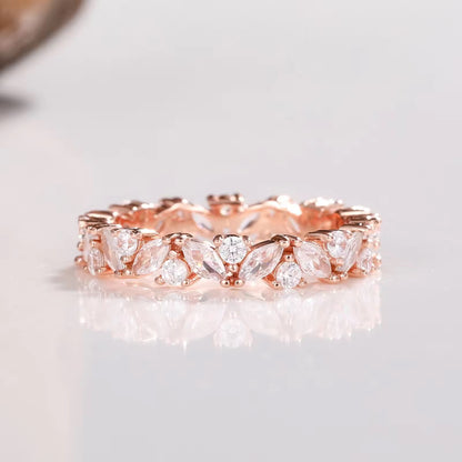 Abi Moissanite Marquise and Round Wedding Band Gold
