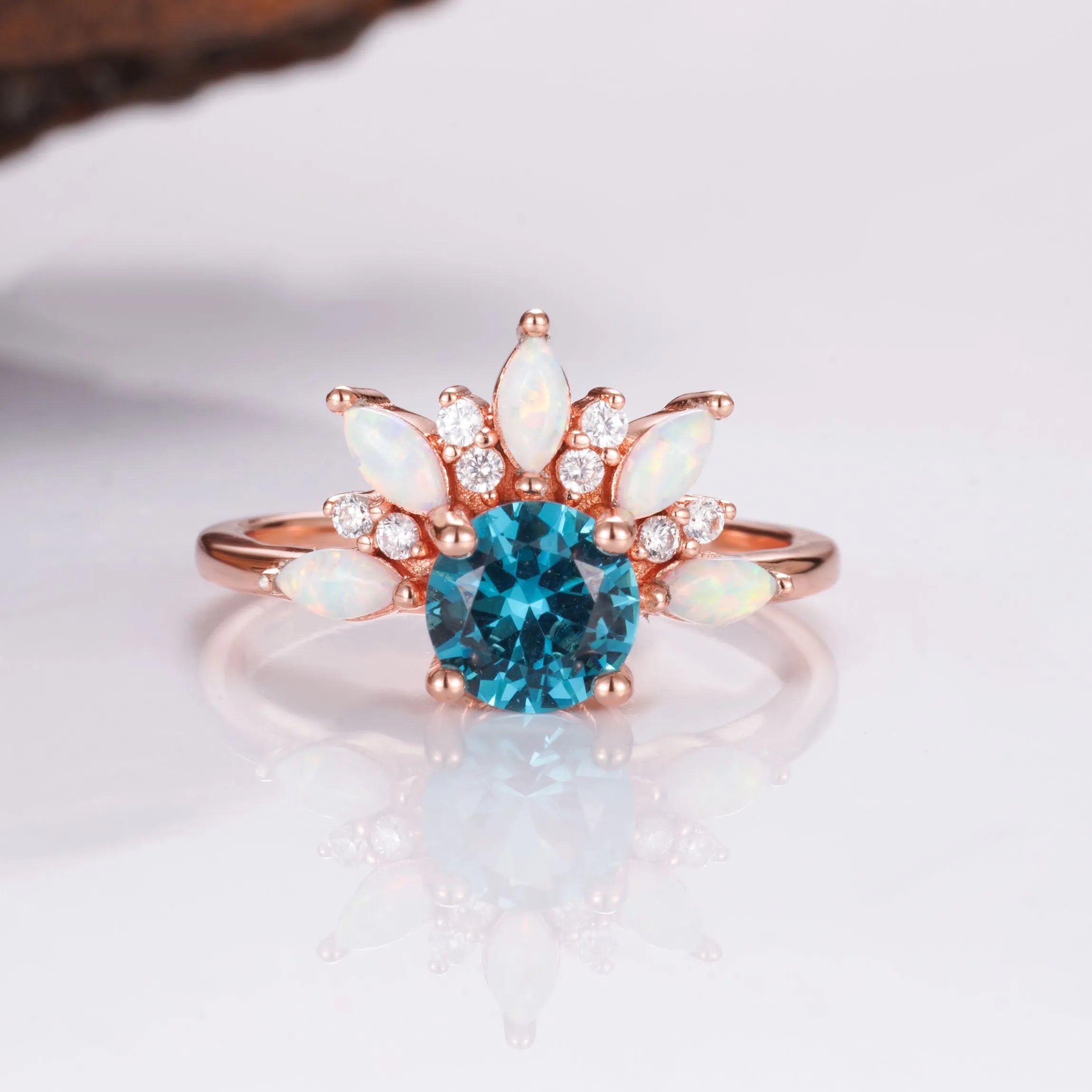 Mona London Blue Topaz and Fire Opal Ring