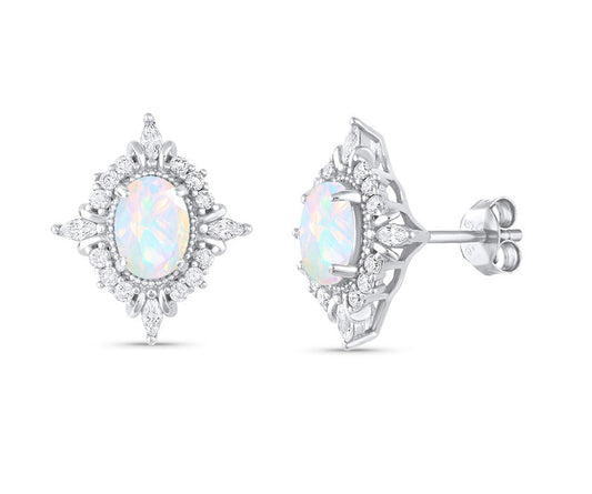 Mia Opal Earrings Sterling Silver