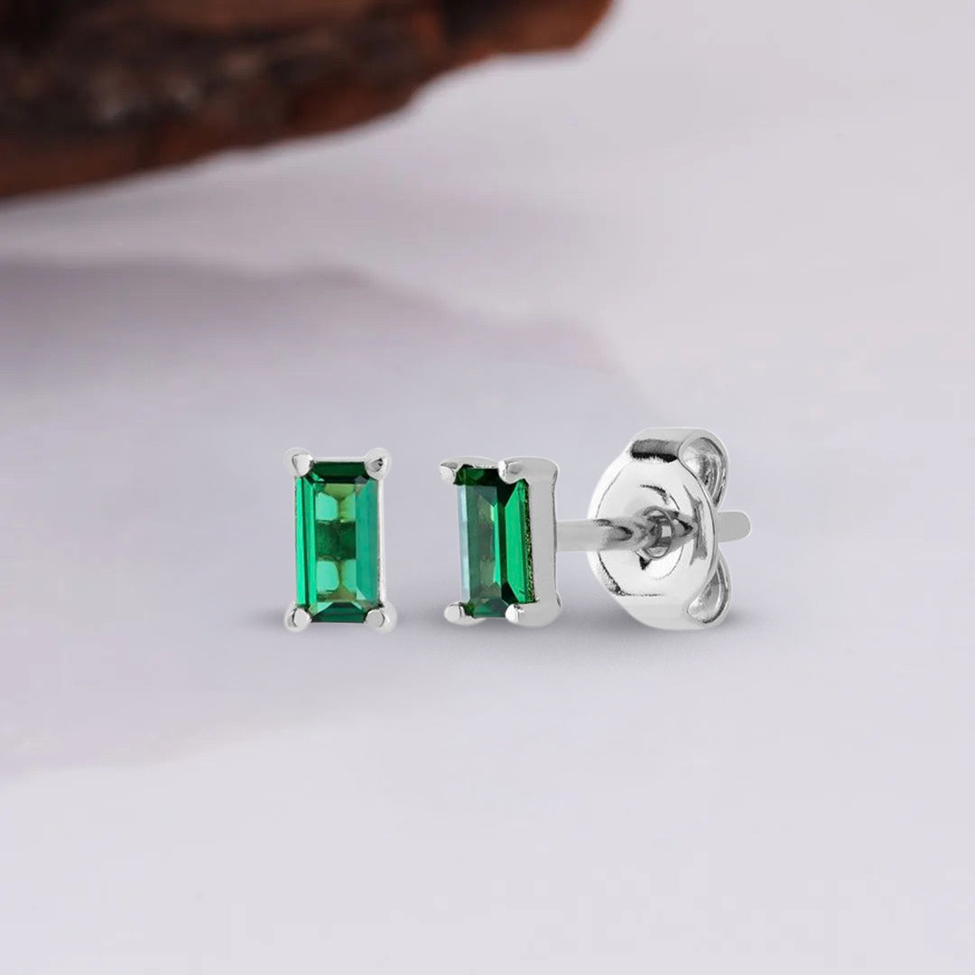 Pia Emerald Earrings Sterling Silver