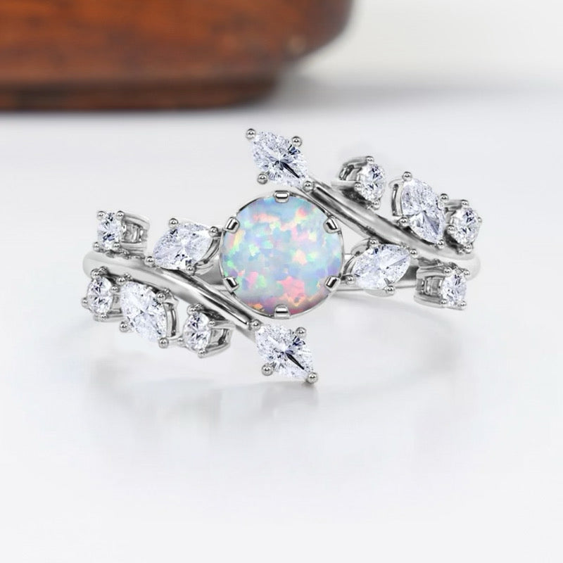 Via Opal Ring Rose Gold with 0.45-carat opal centerpiece