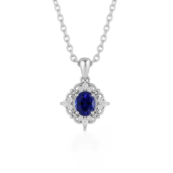 Fia Sapphire Necklace Sterling Silver