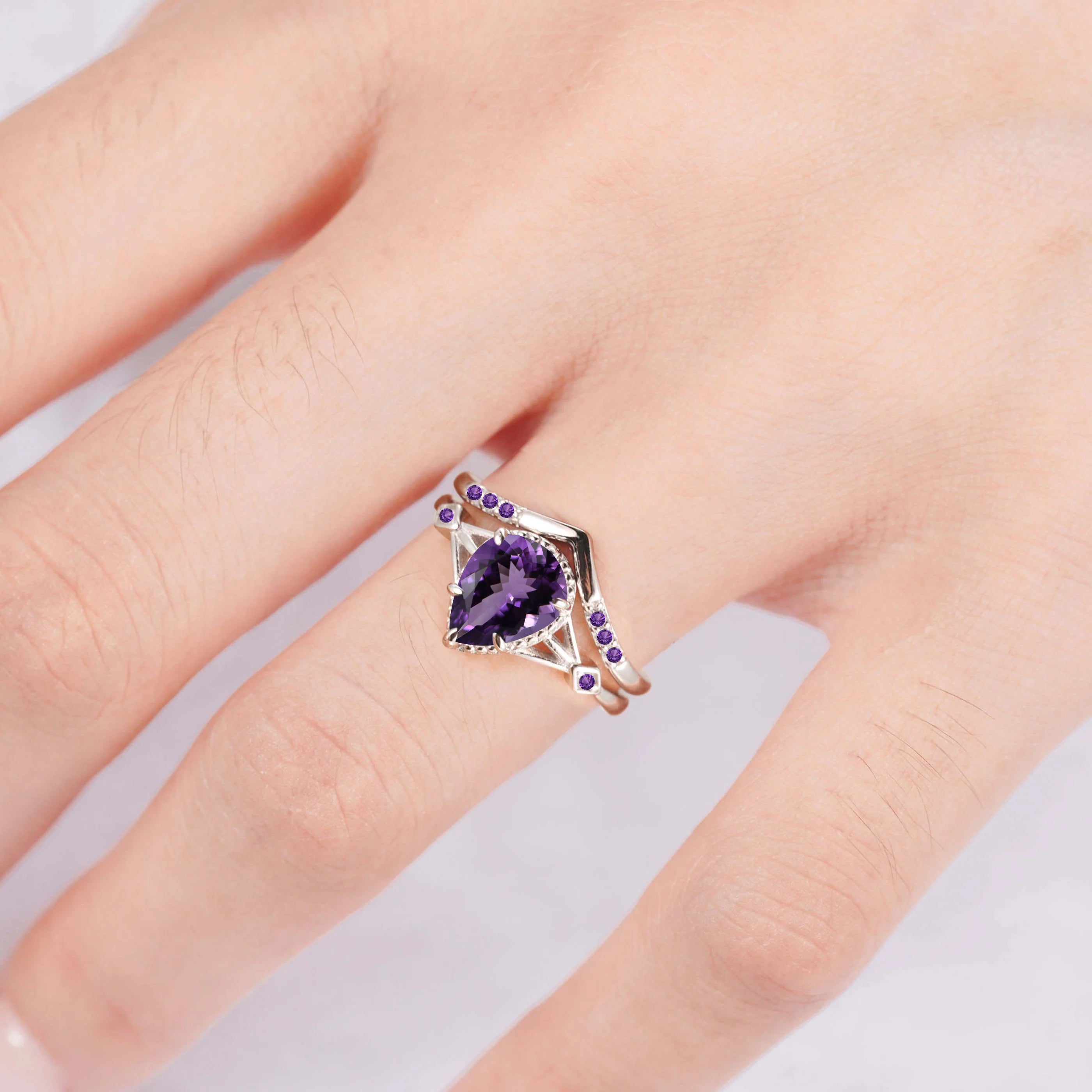 Emily Amethyst Ring Set