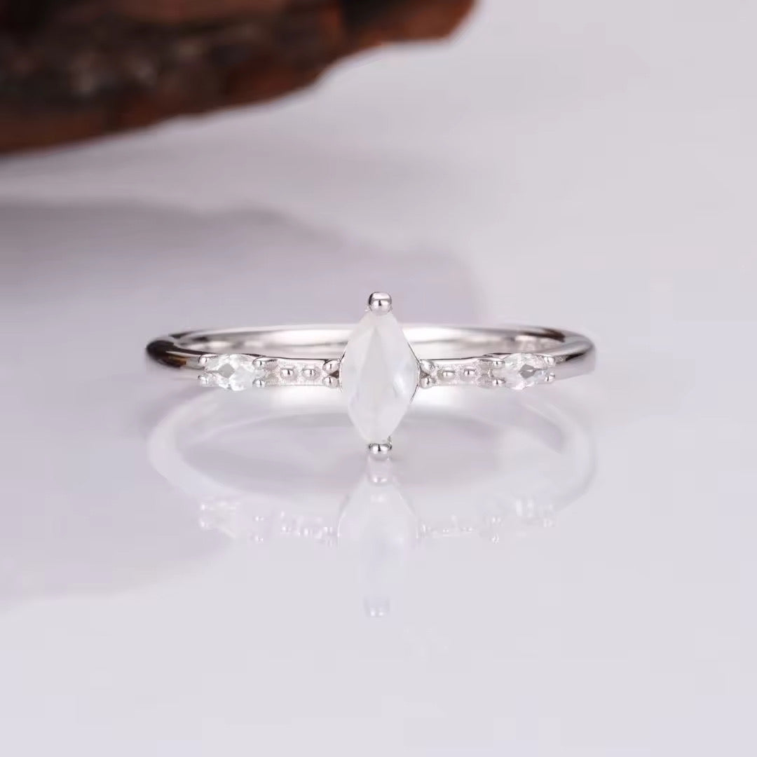 Aya Moonstone Ring Sterling Silver