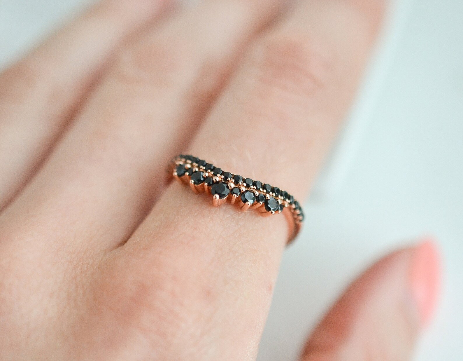 Allie Black Onyx Curved Ring