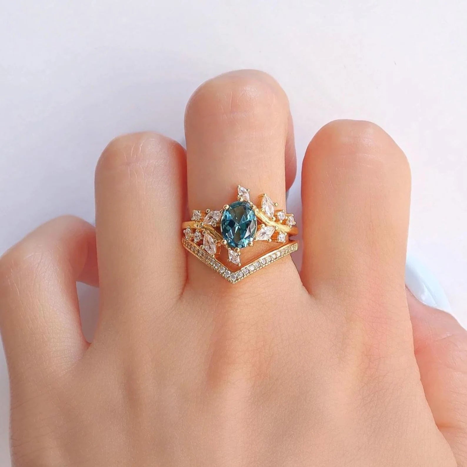 Bella London Blue Topaz Ring Set