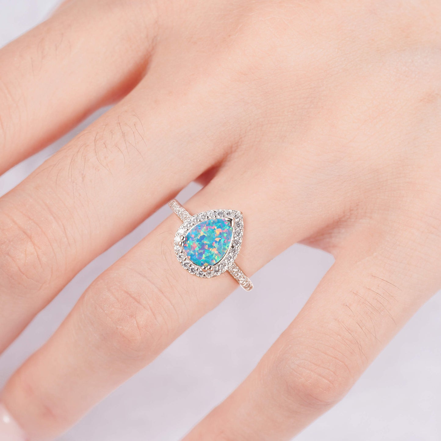 Nia Blue Fire Opal Ring
