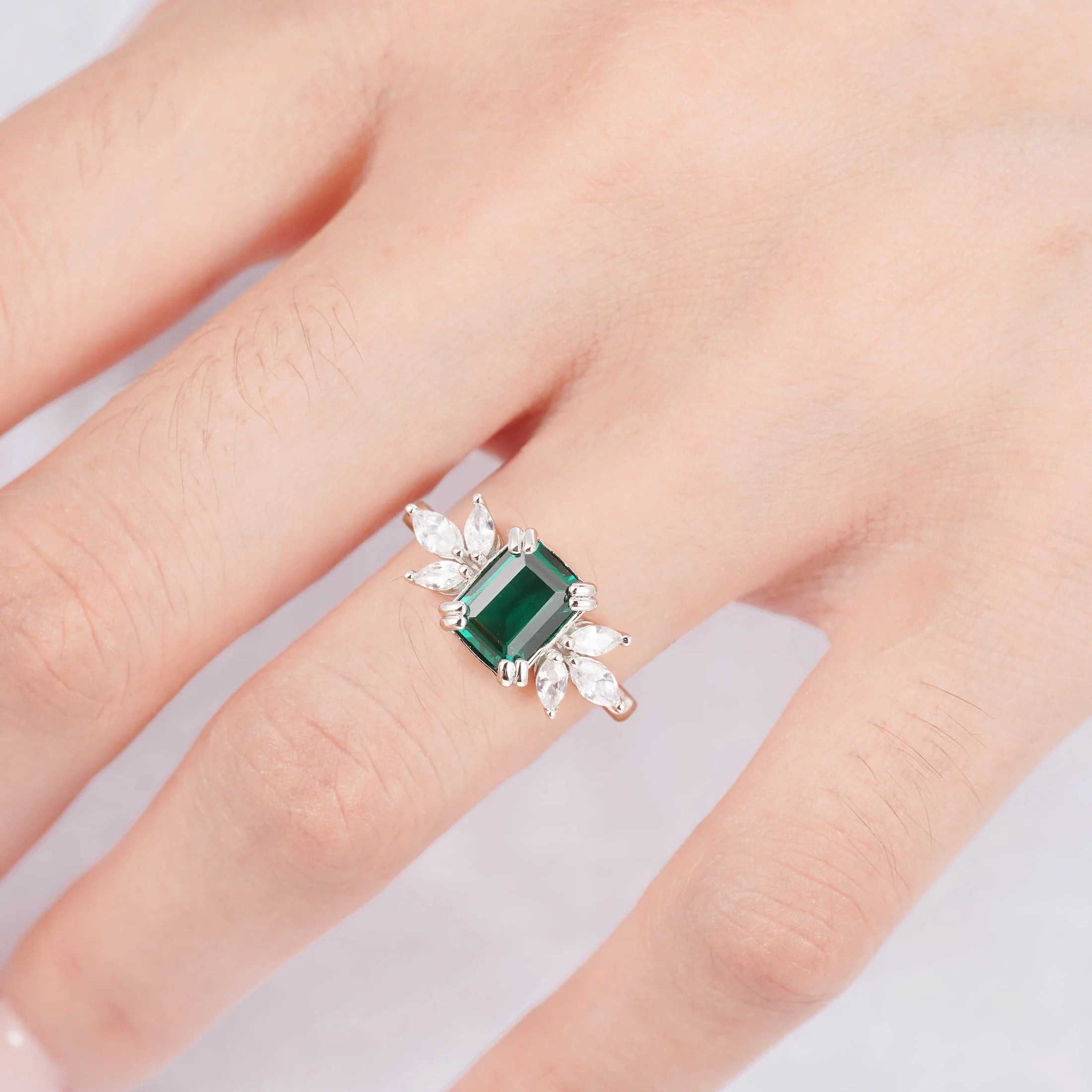 Ivy Emerald Ring Sterling Silver