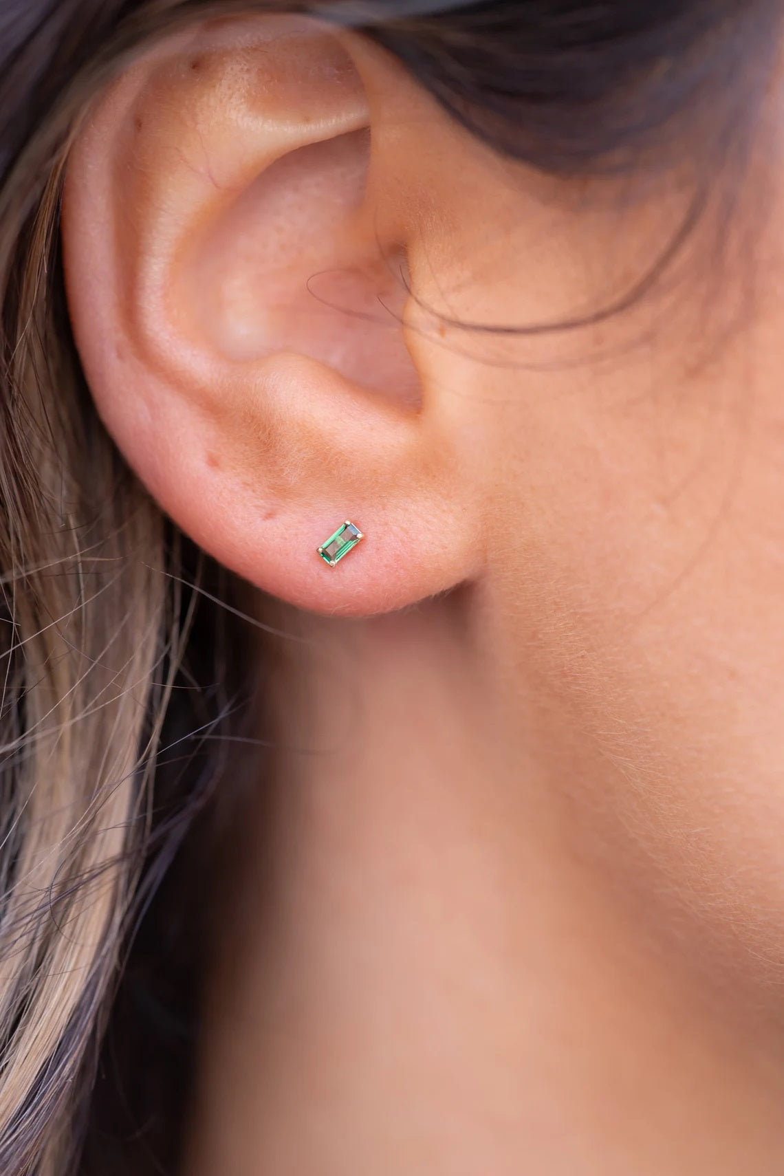 Pia 14k Solid White Gold Emerald Earrings