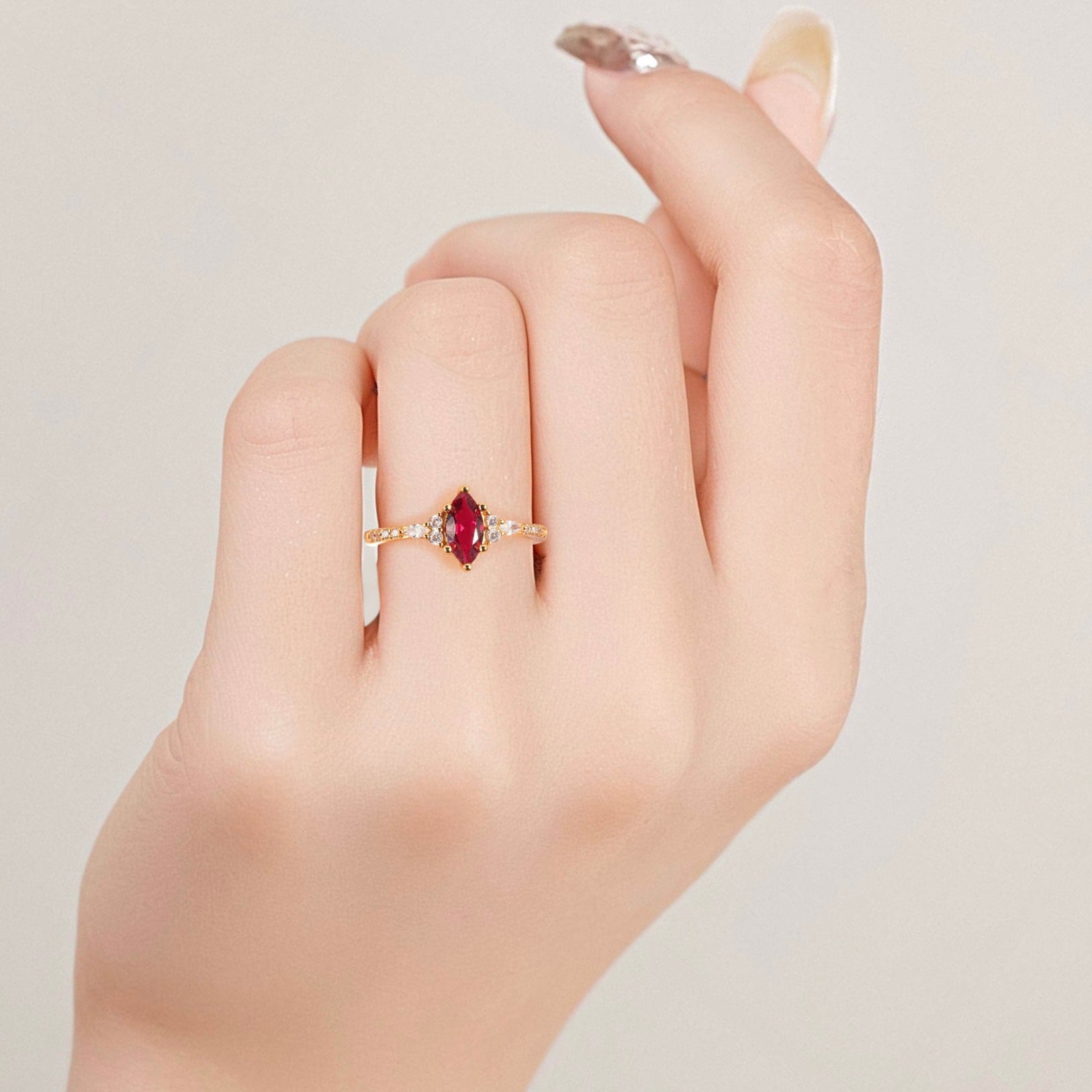 Marquise Ruby Ring in Gold Vermeil – Handcrafted Jewelry