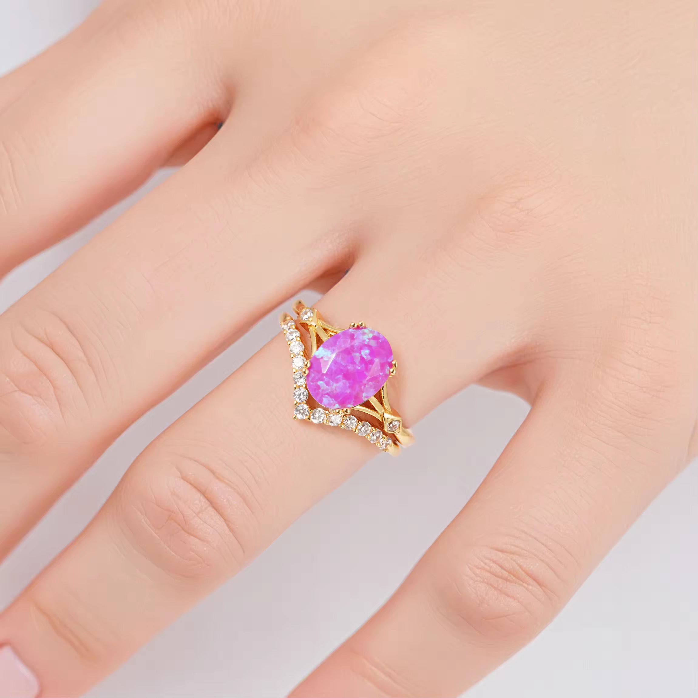 Ali Orchard Pink Opal Ring Set