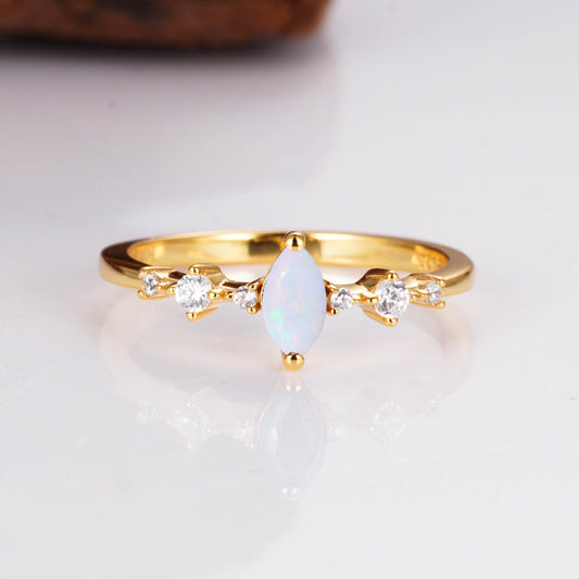 Ava Opal Ring Gold