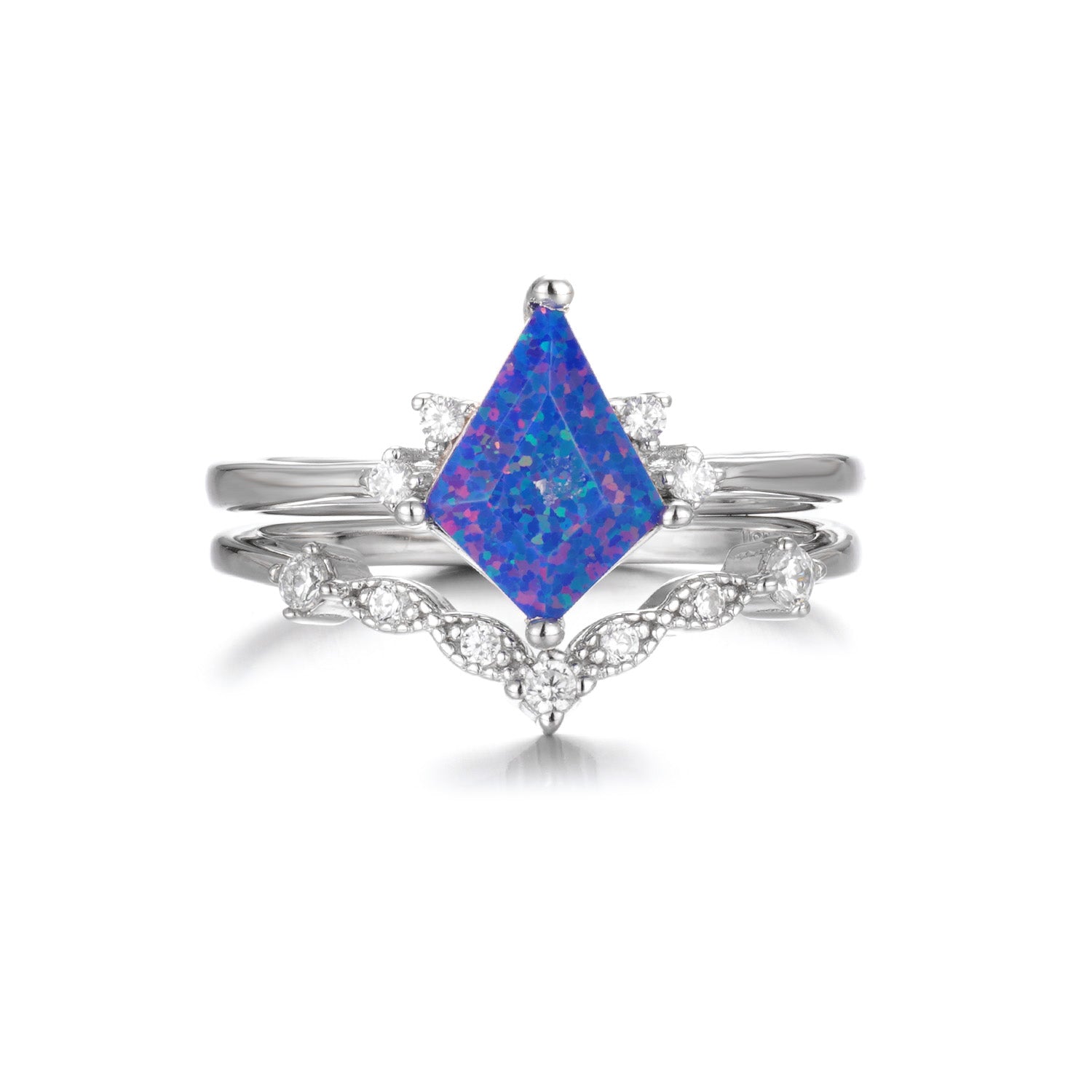 Qai Royal Blue Fire Opal Ring Set