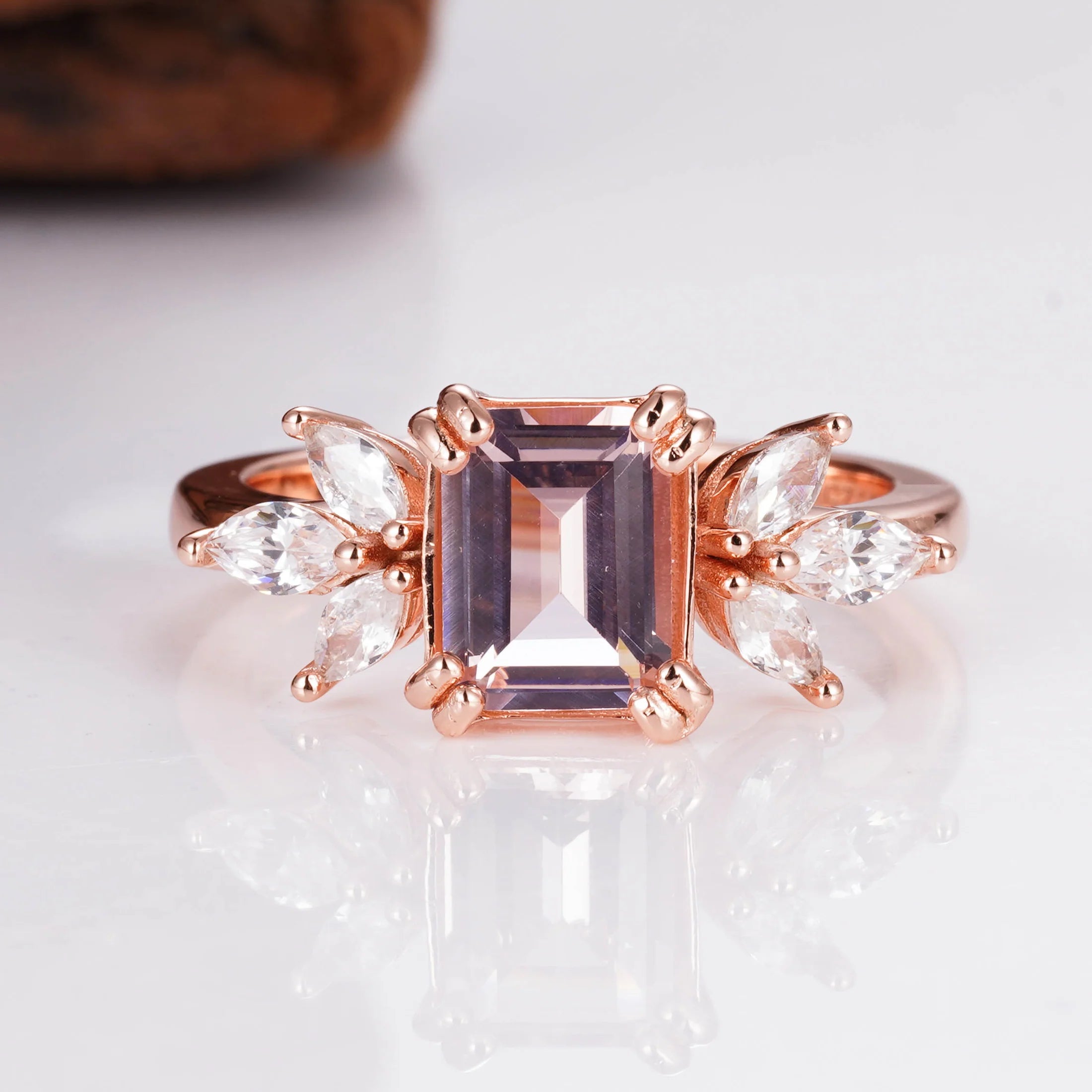 Ivy Morganite Ring Rose Gold