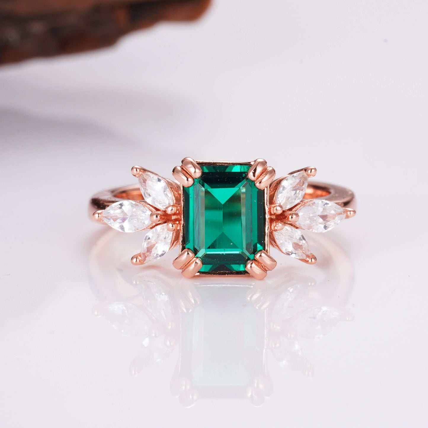 Ivy Emerald Ring Rose Gold