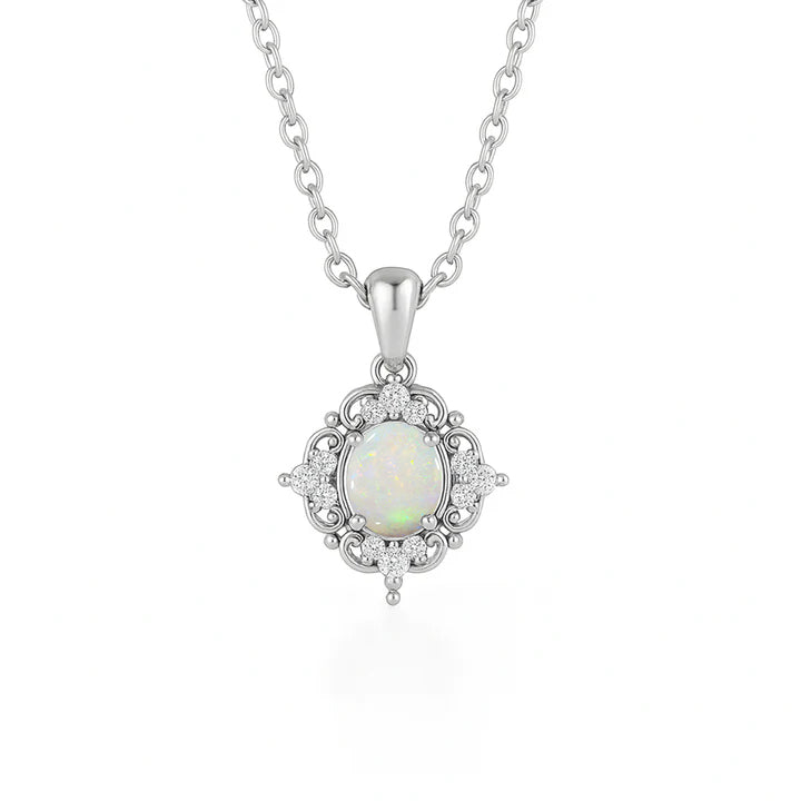 Fia Opal Necklace Sterling Silver