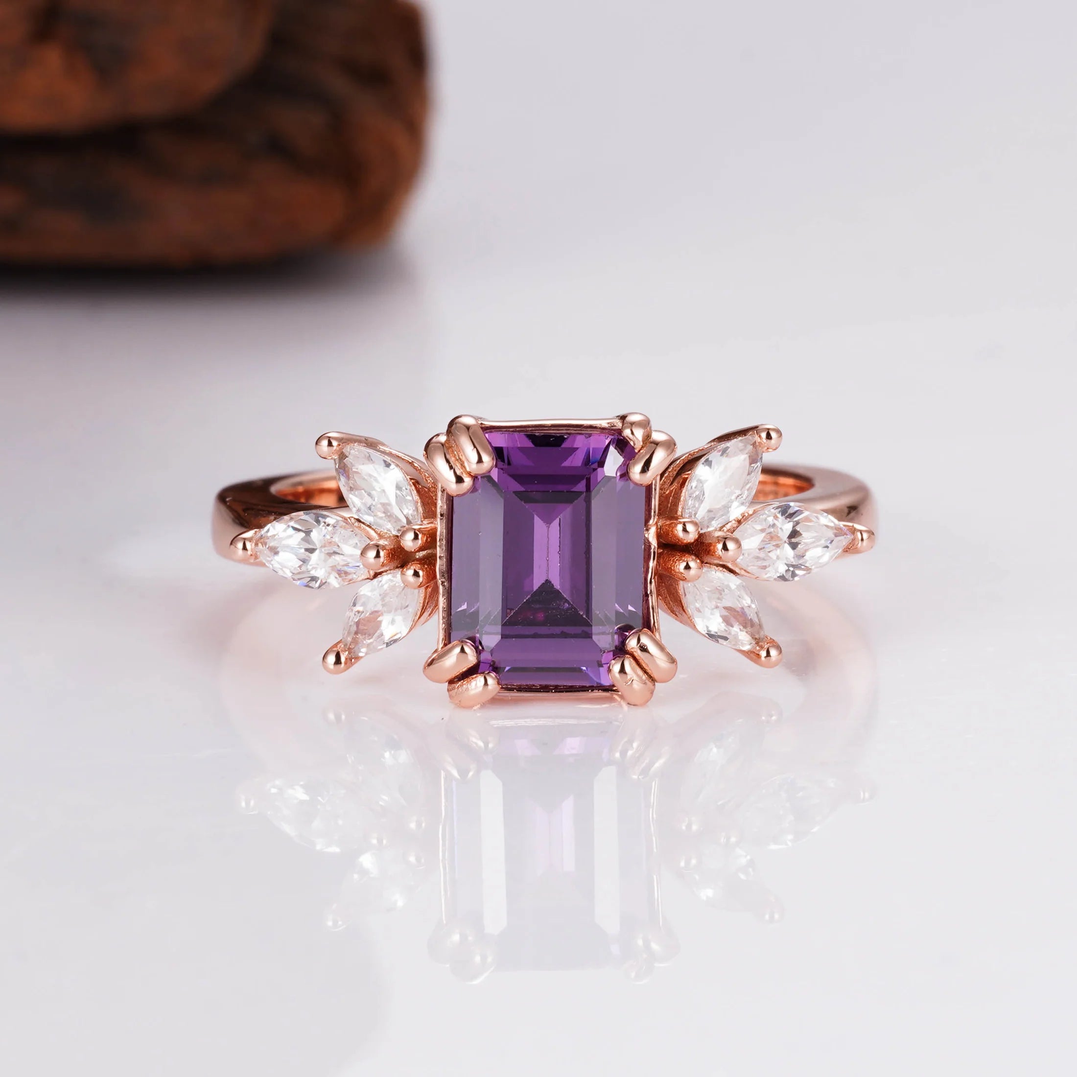 Ivy Amethyst Ring Rose Gold