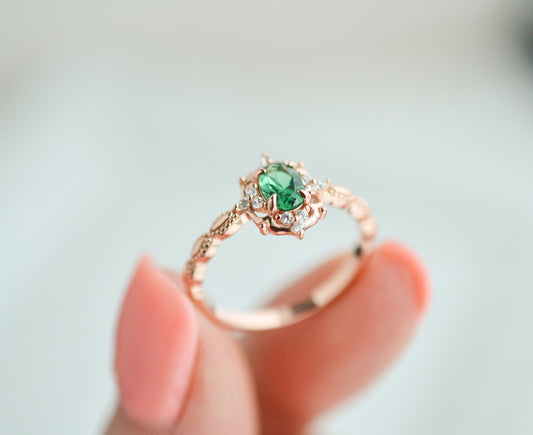 Fia Emerald Ring Rose Gold