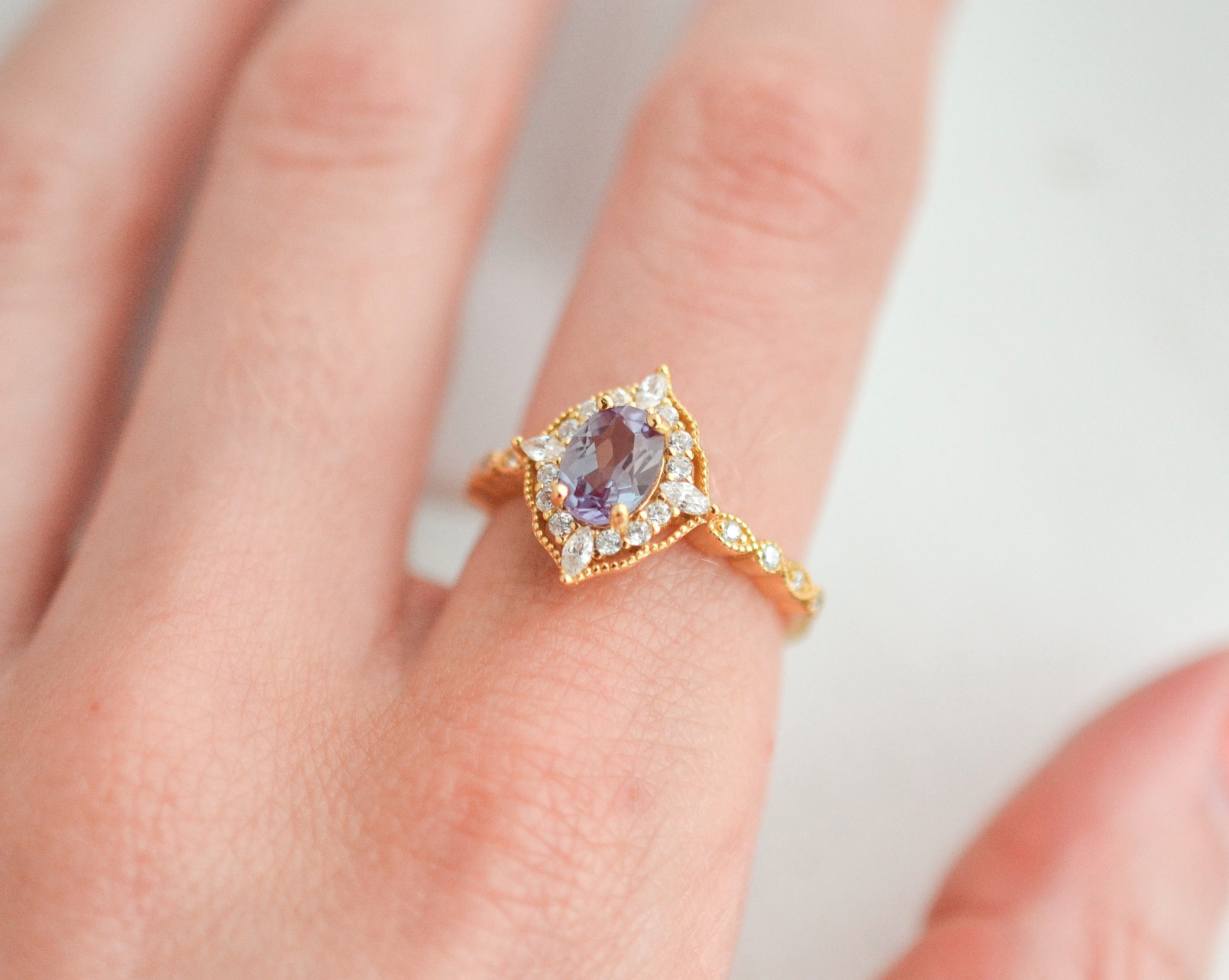 Ash Alexandrite Ring Gold